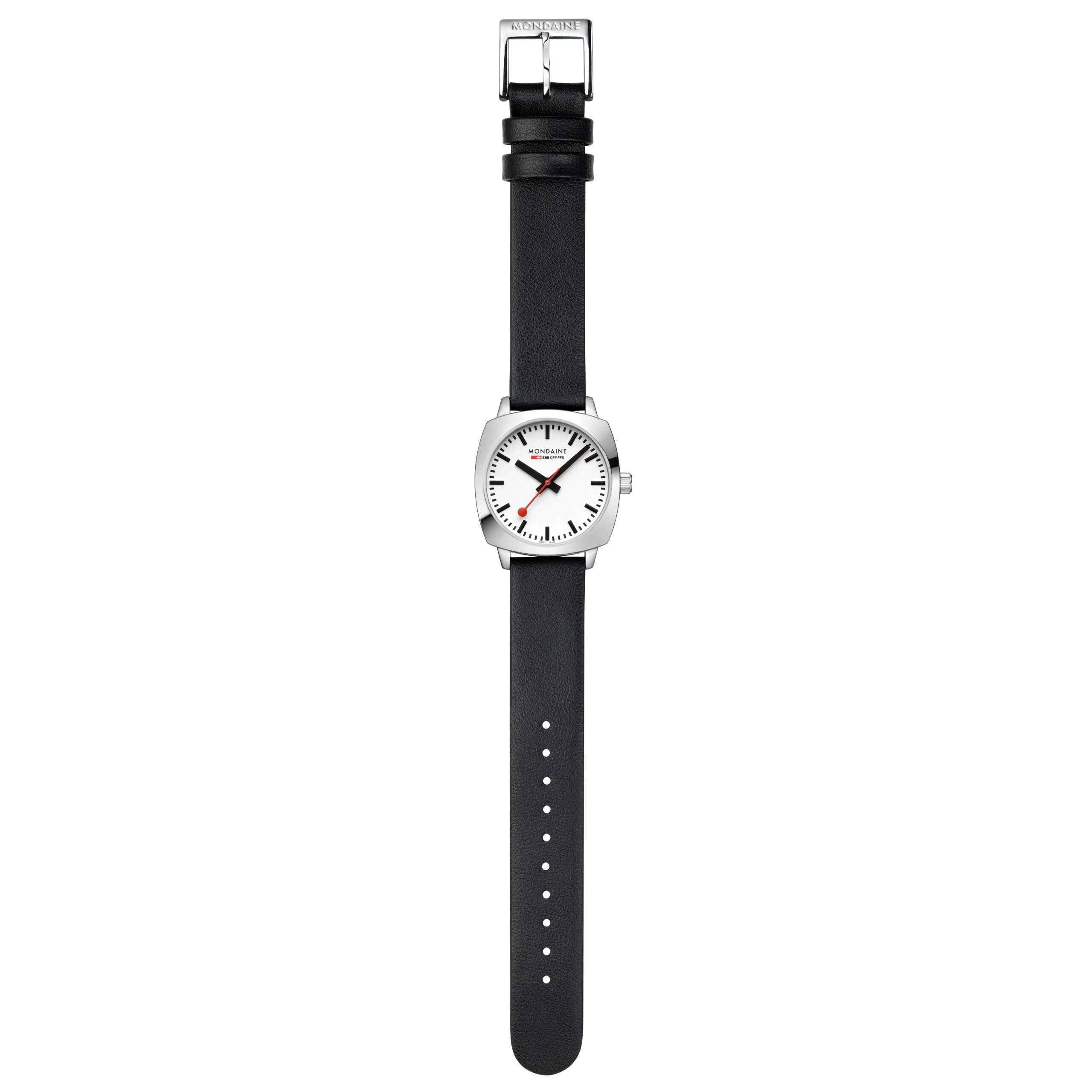 Mondaine Petite Cushion Square Leather Strap White Dial Ladies Watch MSL.31110.LBV