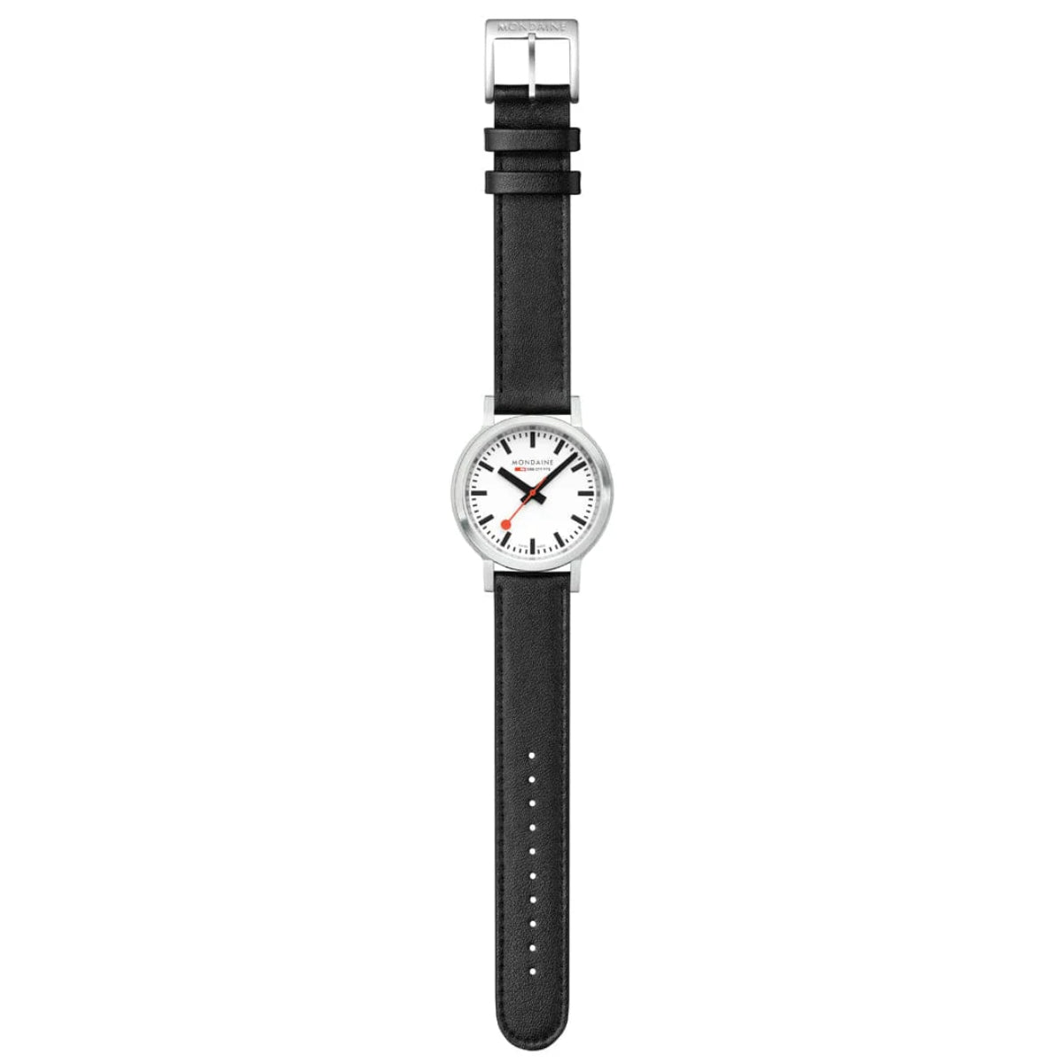 Mondaine stop2go Quartz White Dial Leather Strap Unisex Watch MST.3401B.LBV.SET