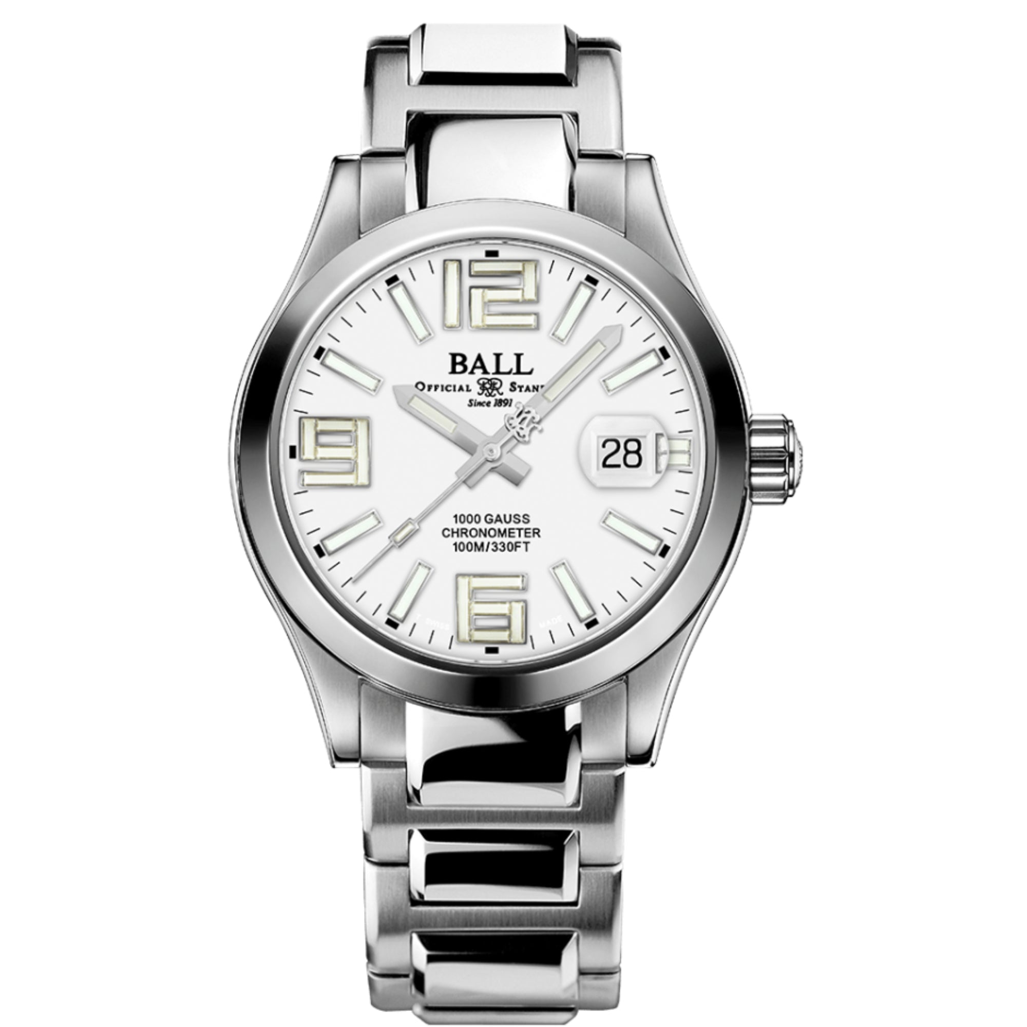 BALL Engineer III Legend Arabic White Dial Steel Strap Men's Watch NM9016C-S7C-WH