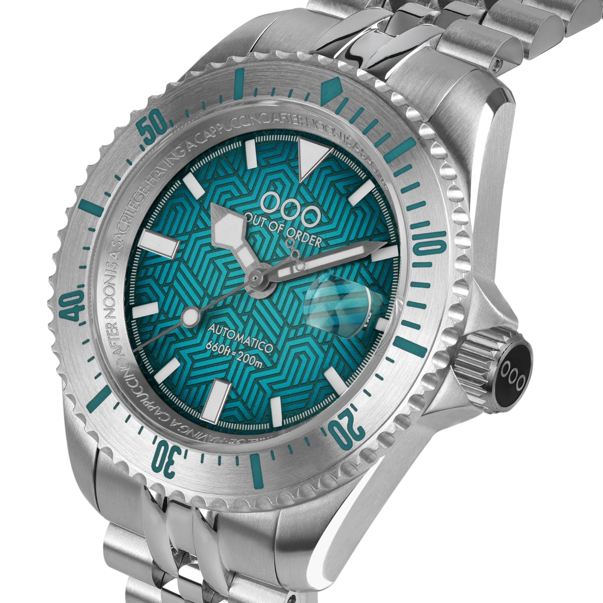 Out of Order Diverissimo Azteco Ottanio Aqua Green Dial Steel Strap Men's Watch OOO.001-32.OT
