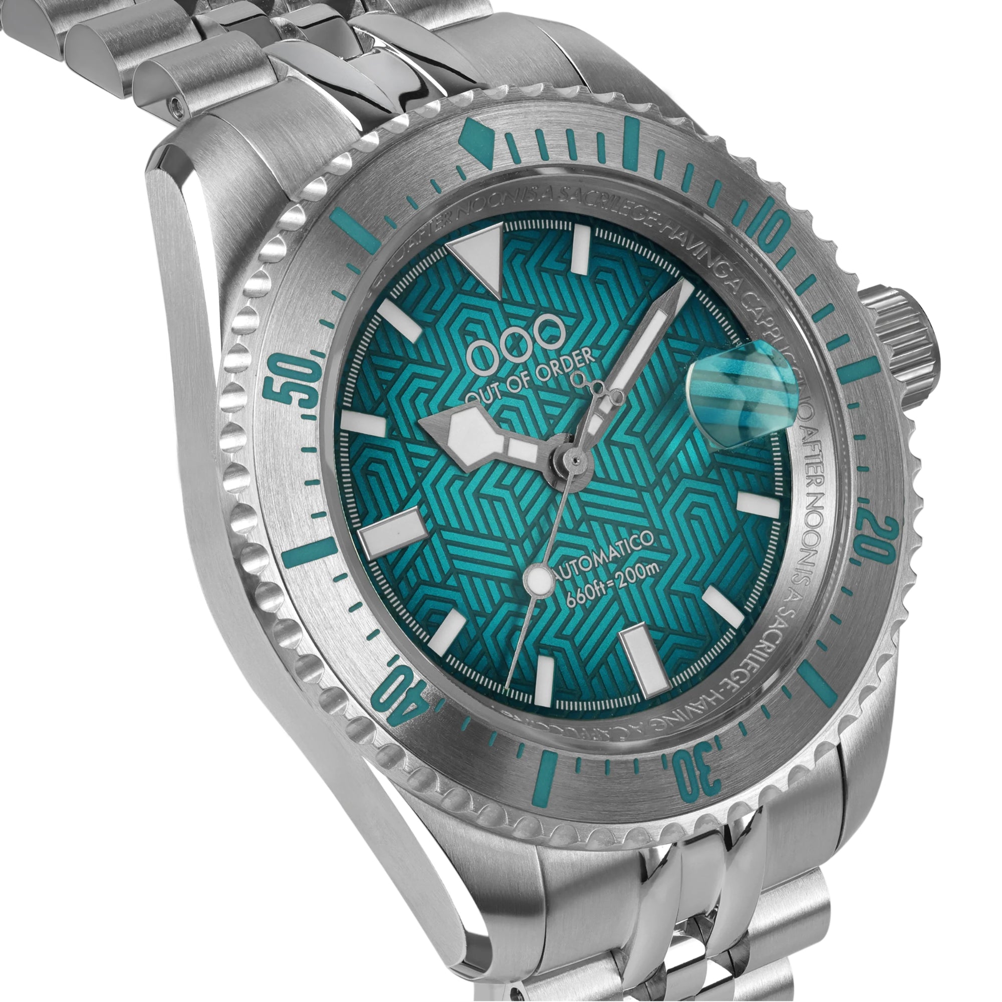 Out of Order Diverissimo Azteco Ottanio Aqua Green Dial Steel Strap Men's Watch OOO.001-32.OT