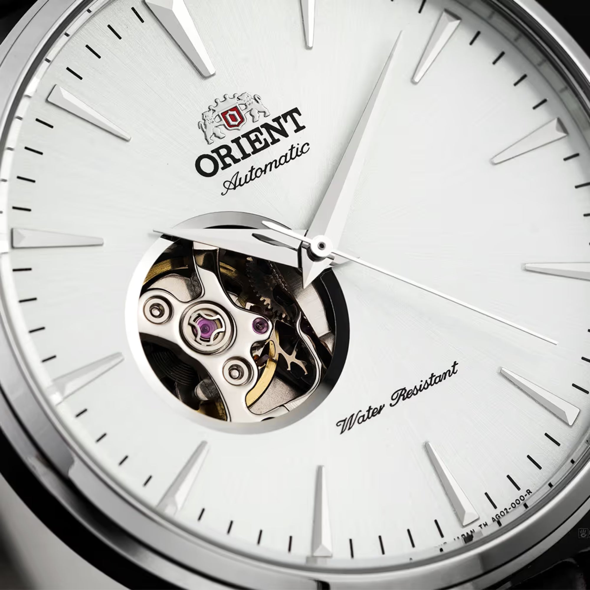 Orient Esteem II Contemporary Open Heart Automatic White Dial Leather Strap Men’s Watch TAG02005W0