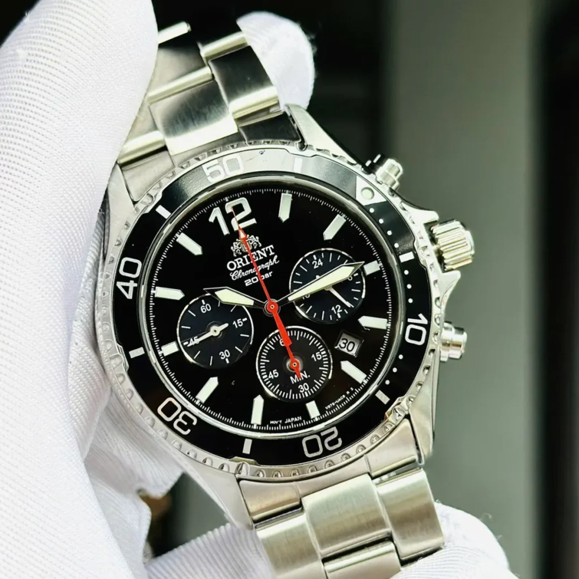 Orient Mako Solar Chronograph Quartz Black Dial Men's Dive Watch RA-TX0202B10B