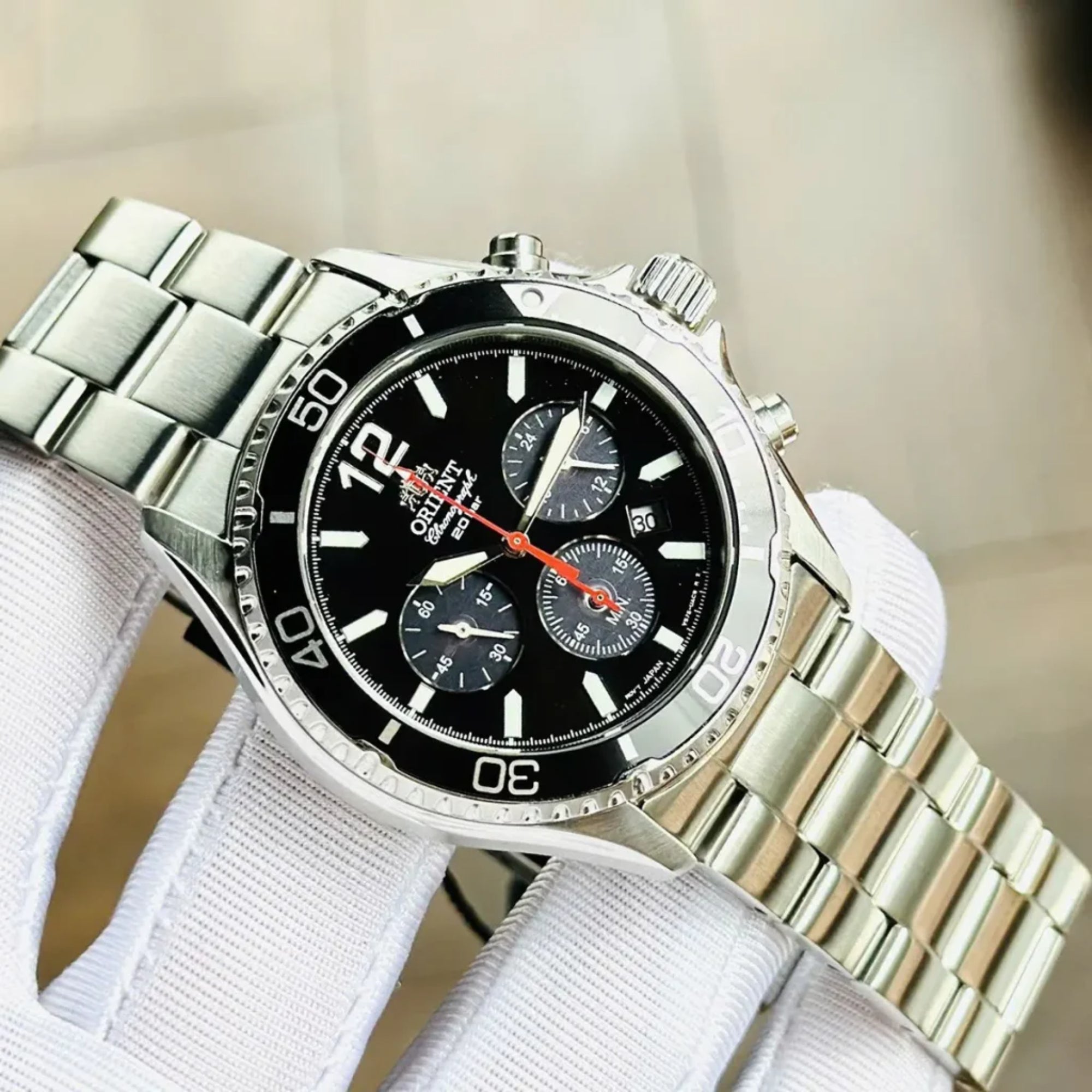 Orient Mako Solar Chronograph Quartz Black Dial Men's Dive Watch RA-TX0202B10B