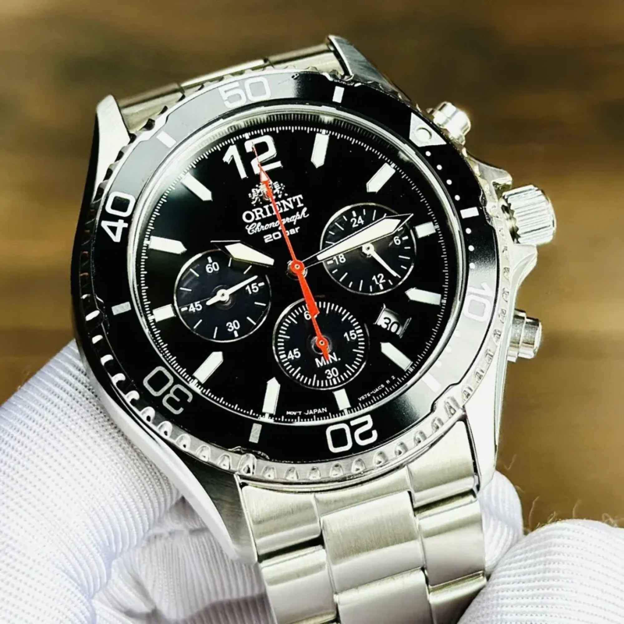 Orient Mako Solar Chronograph Quartz Black Dial Men's Dive Watch RA-TX0202B10B