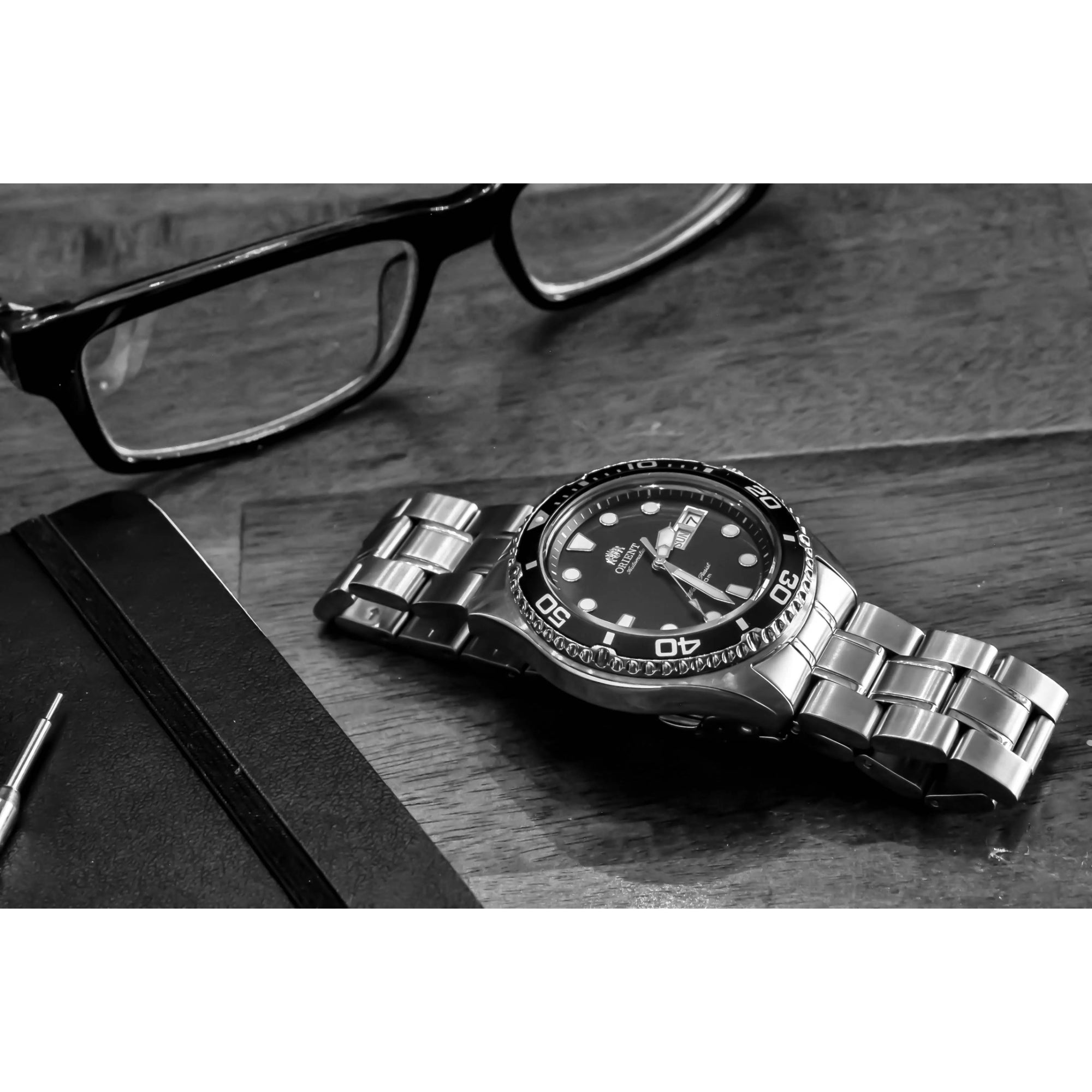 Orient Mako Ray II Automatic Black Dial Steel Strap Men's Dive Watch TAA02004B9