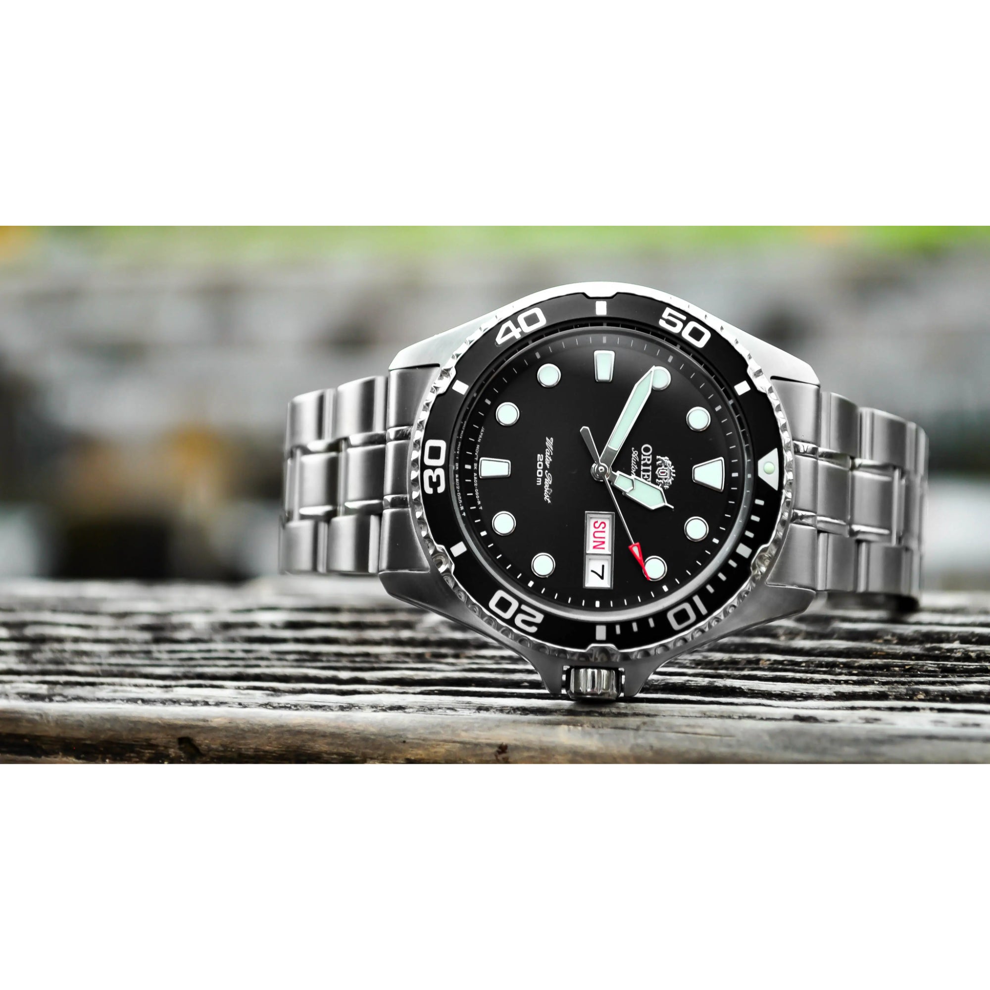 Orient Mako Ray II Automatic Black Dial Steel Strap Men's Dive Watch TAA02004B9
