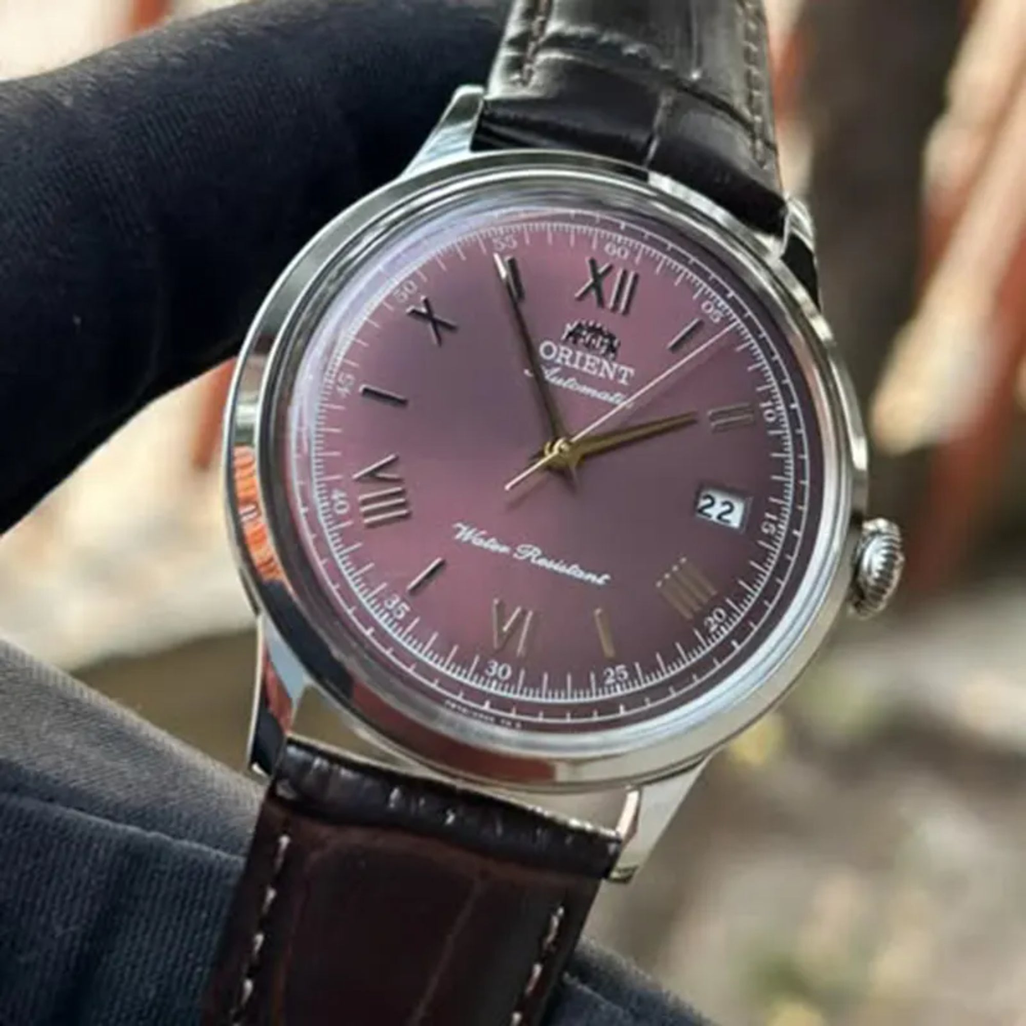 Orient Bambino Classic Vintage Style Red Dial Leather Strap Men's Watch RA-AC0026R30B