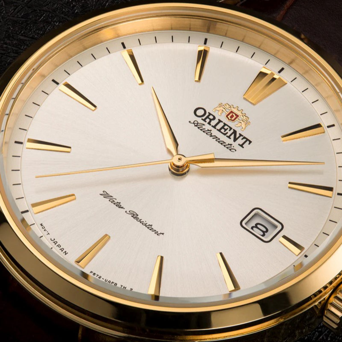 Orient Symphony Automatic White Dial Leather Strap Men’s Watch RA-AC0F04S30B