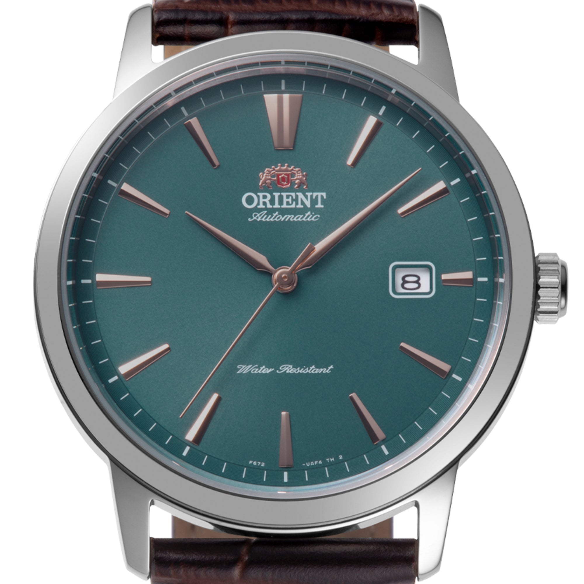 Orient Bambino Classic European Exclusive Automatic Green Dial Leather Strap Men's Dress Watch RA-AC0F13E30B