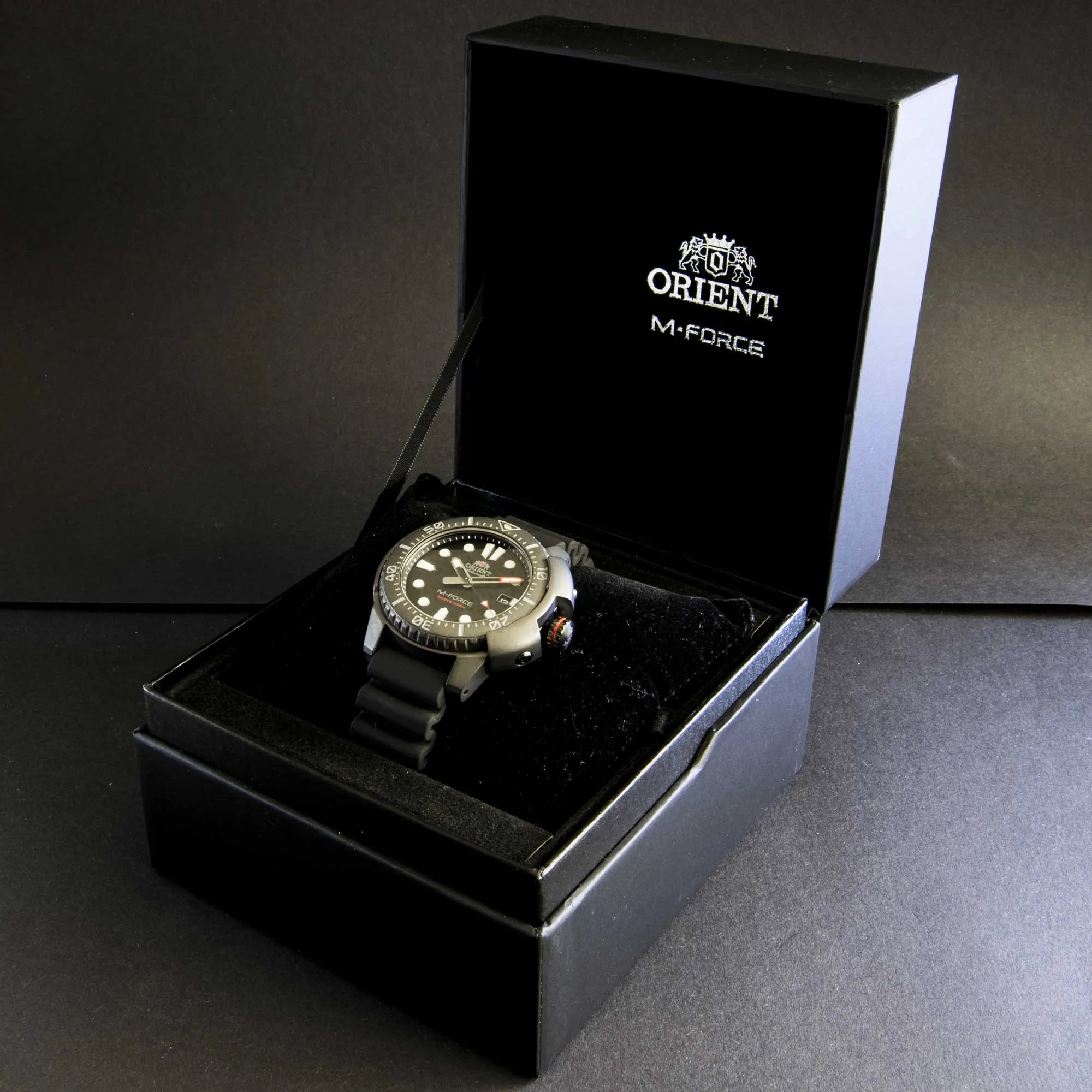 Orient M-Force Automatic Black Dial Silicone Strap Men's Dive Watch RA-AC0L03B00B