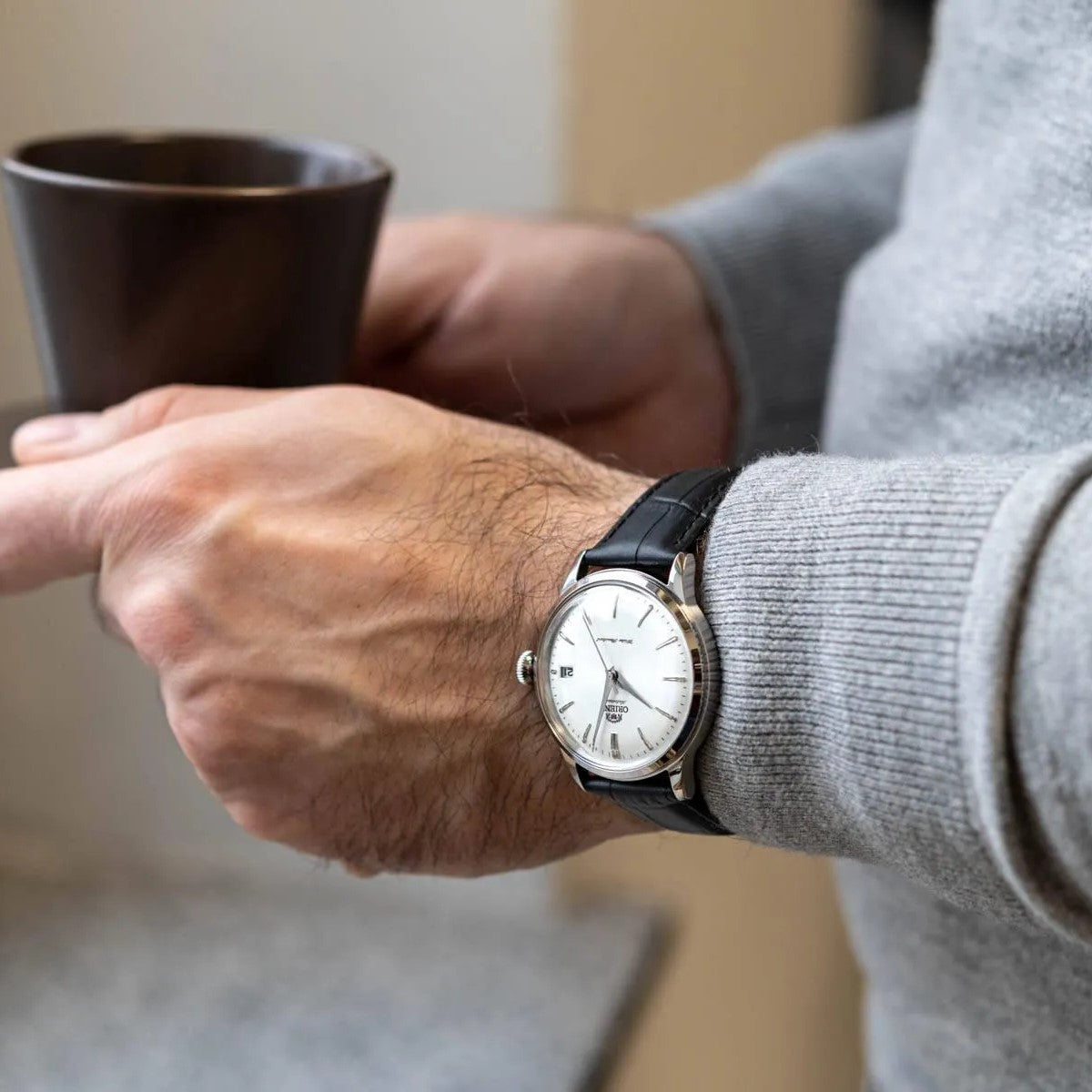 Orient Bambino Mechanical White Dial Black Leather Strap Unisex Watch RA-AC0M03S30B