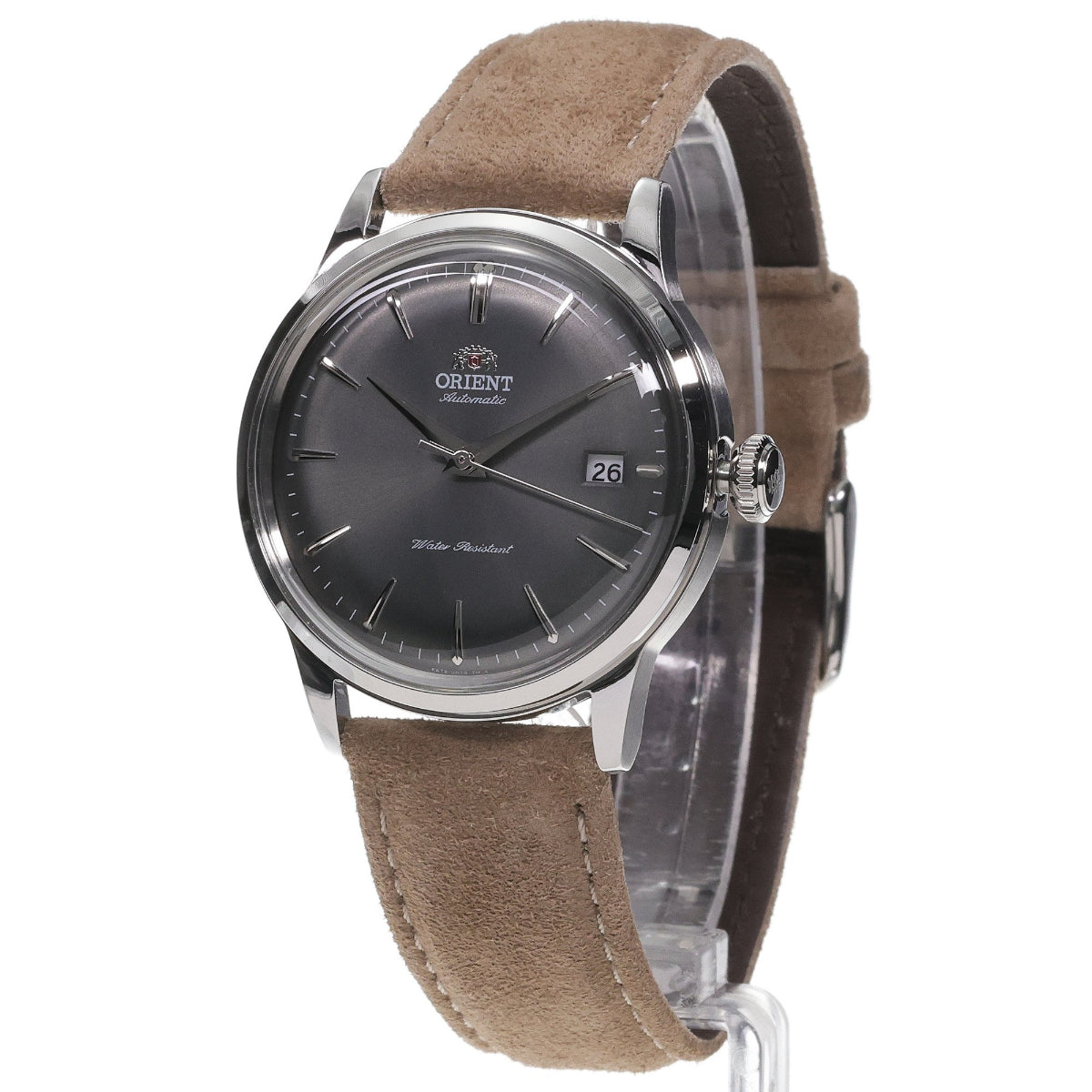 Orient Bambino Classic Vintage Style Automatic Gray Dial Leather Strap Men's Dress Watch RA-AC0M13N30B