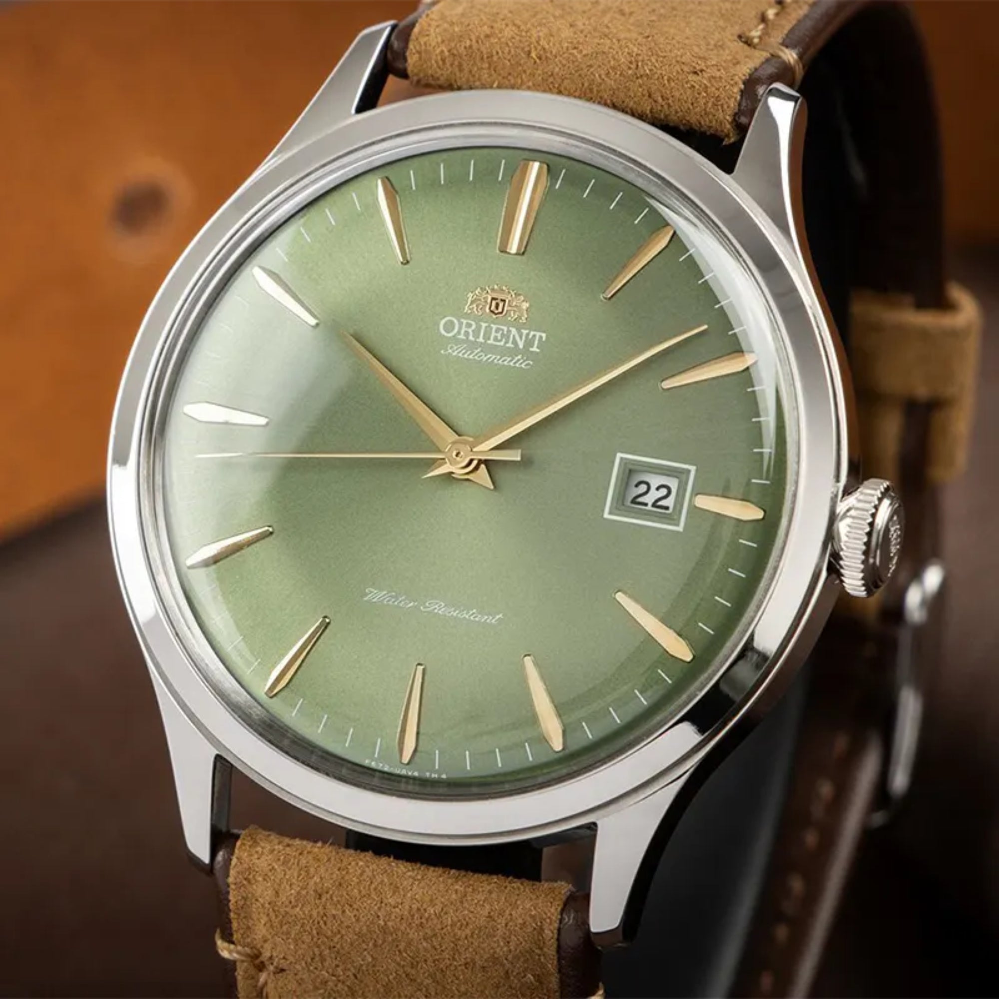 Orient Bambino Classic Vintage Style Automatic Green Dial Men's Dress Watch RA-AC0P01E30B