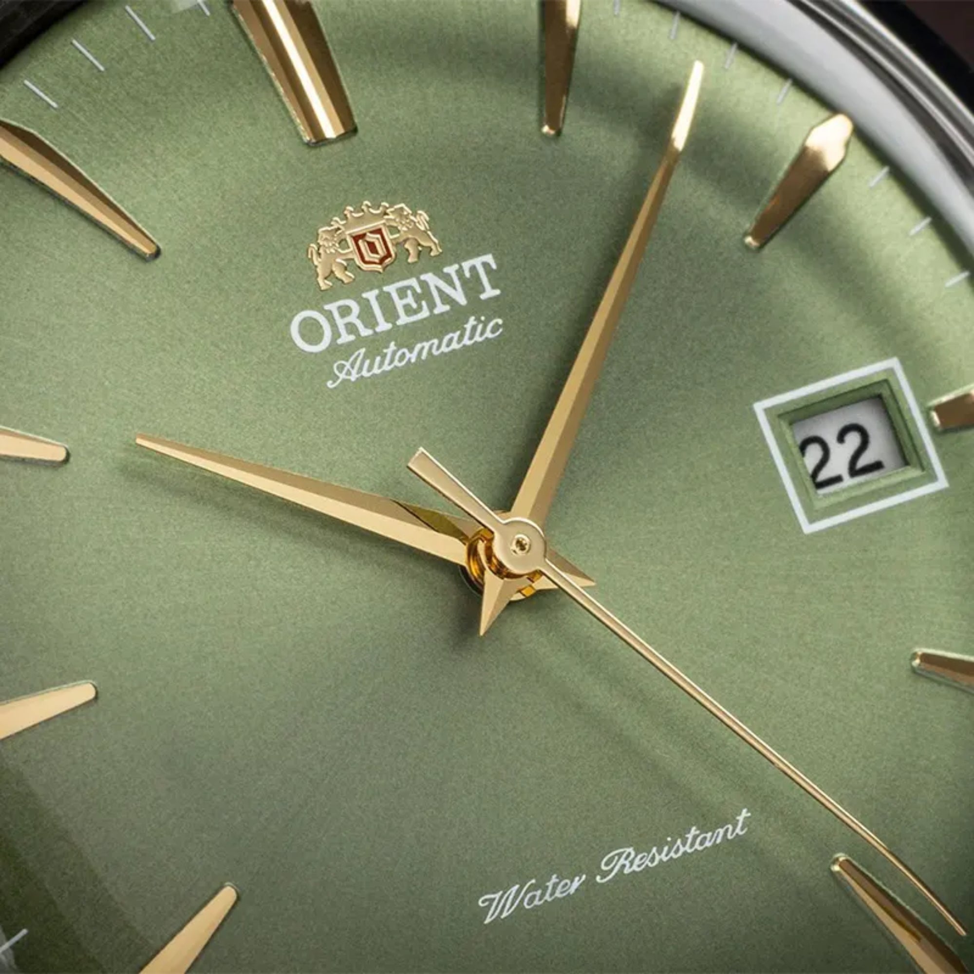Orient Bambino Classic Vintage Style Automatic Green Dial Suede Strap Men's Dress Watch RA-AC0P01E30B