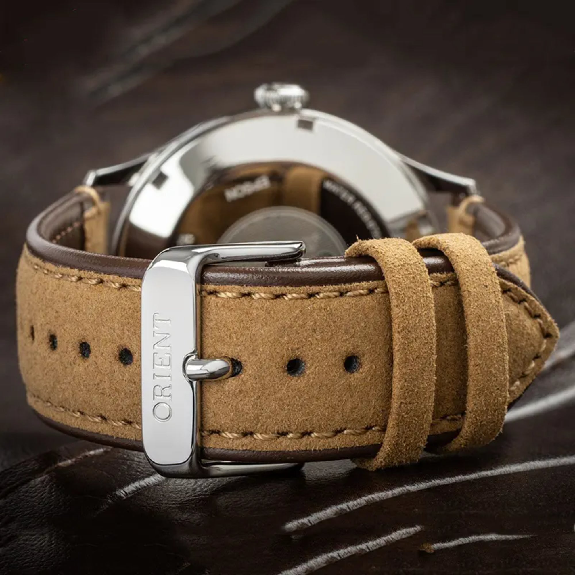 Orient Bambino Classic Vintage Style Automatic Green Dial Suede Strap Men's Dress Watch RA-AC0P01E30B