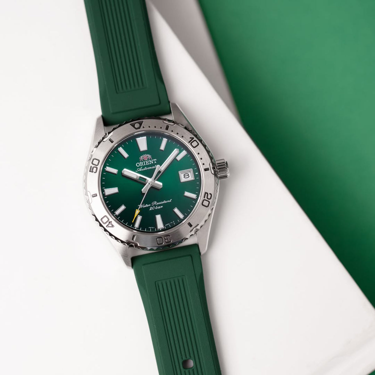 Orient Mako Automatic Green Dial Rubber Strap Unisex Dive Watch RA-AC0Q11E30B