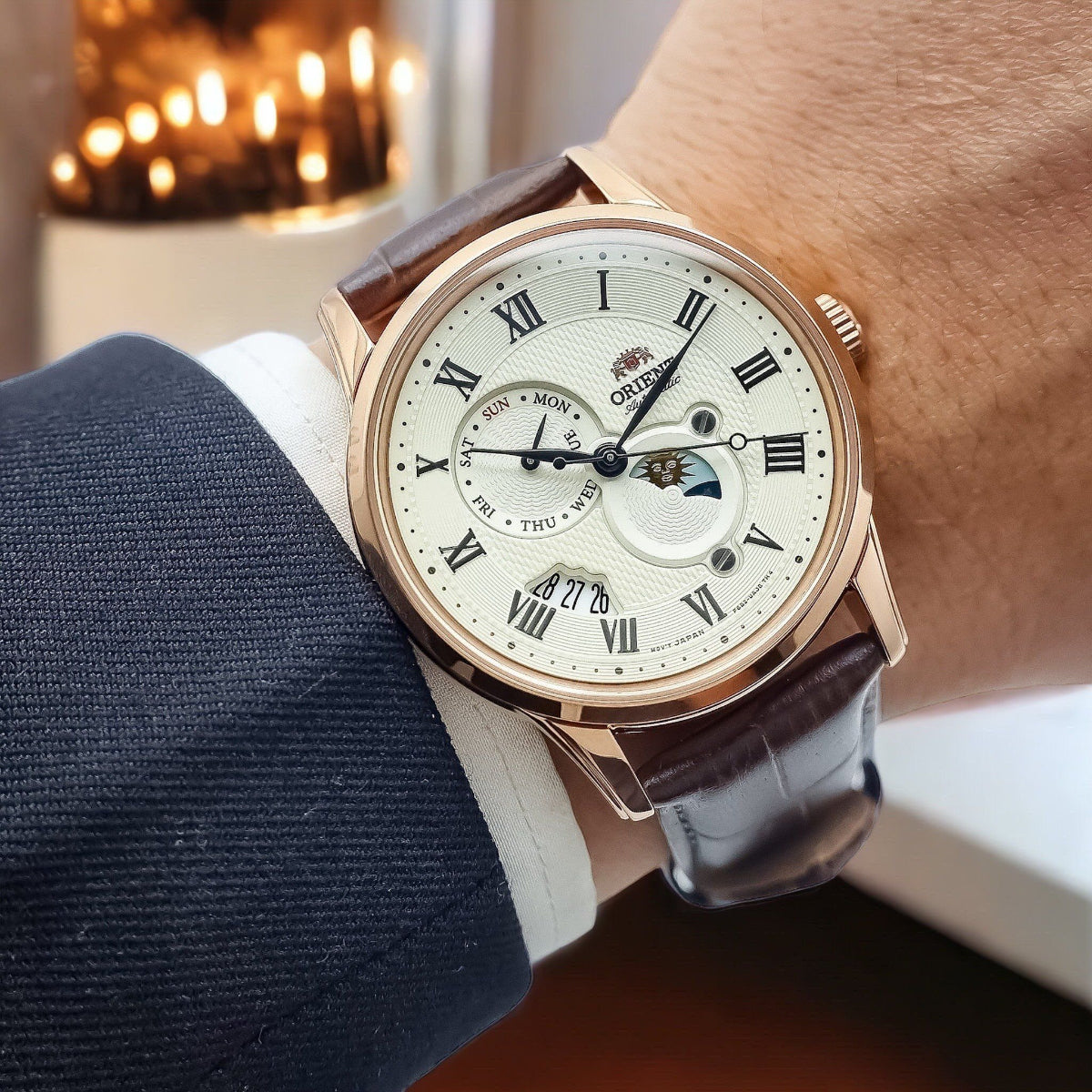 Orient Bambino Champagne Dial Men’s Dress Watch RA-AK0007S30B