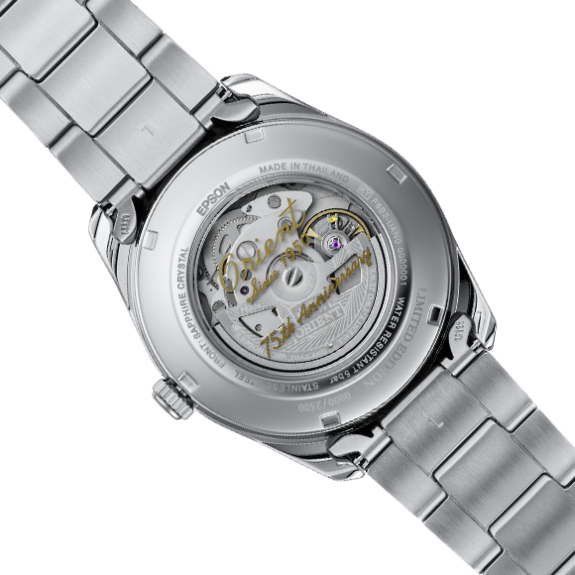 Orient Contemporary Stretto Sun and Moon 75th Anniversary Limited Edition Grey Dial Steel Strap Men's Watch RA-AK0311N30B