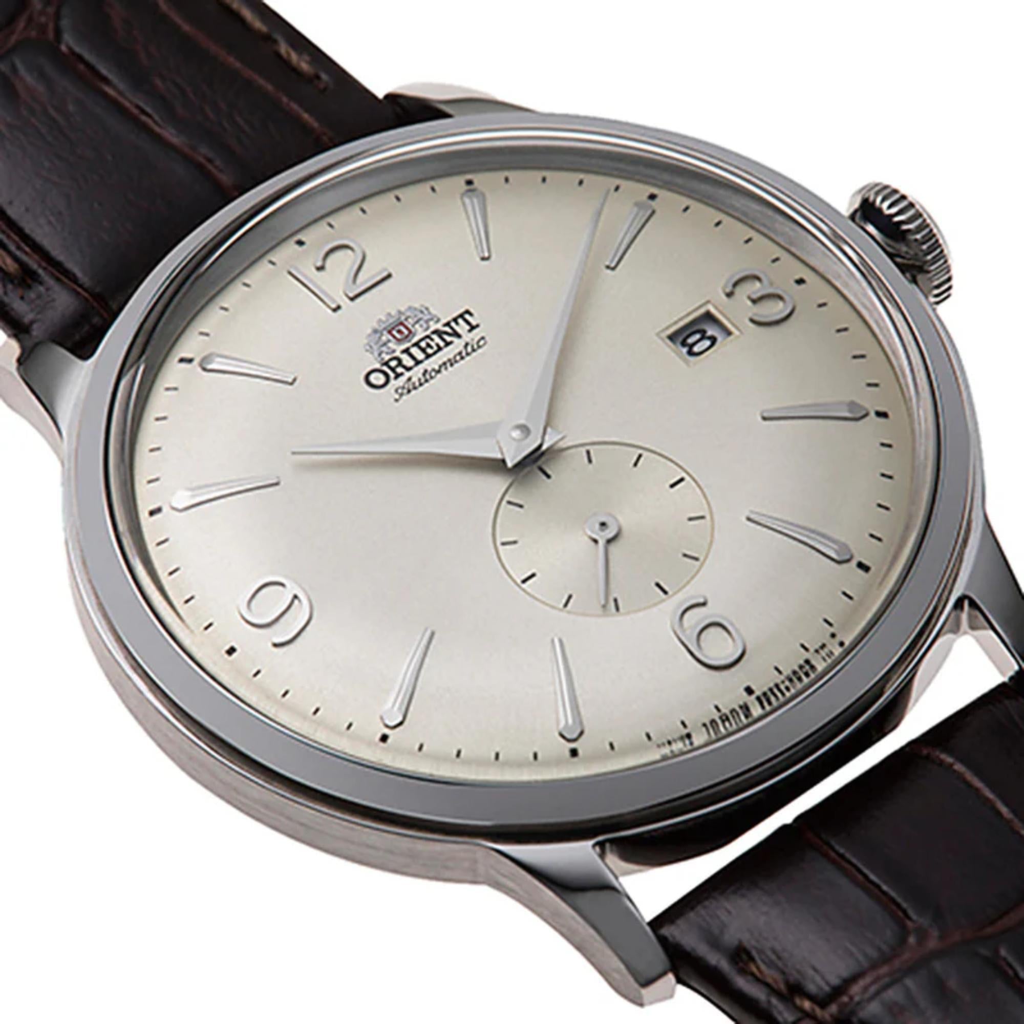 Orient Bambino Classic Vintage Style Small Seconds Mechanical Champagne Dial Leather Strap Men’s Dress Watch RA-AP0003S30B