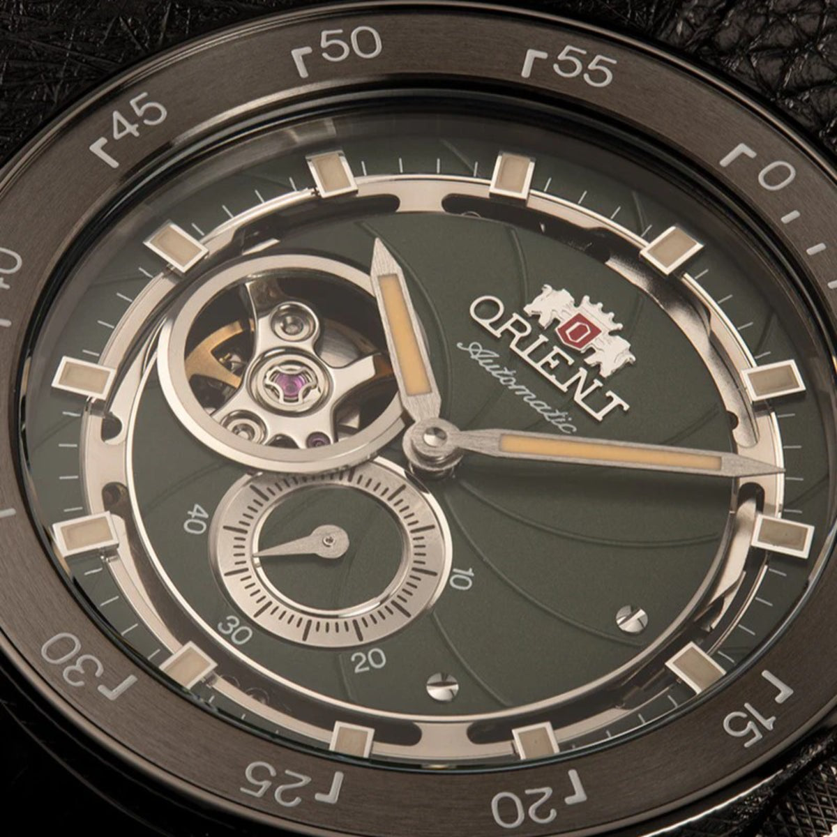 Orient Revival Retro Future Camera Green Dial Leather Strap Men's Watch RA-AR0202E30B