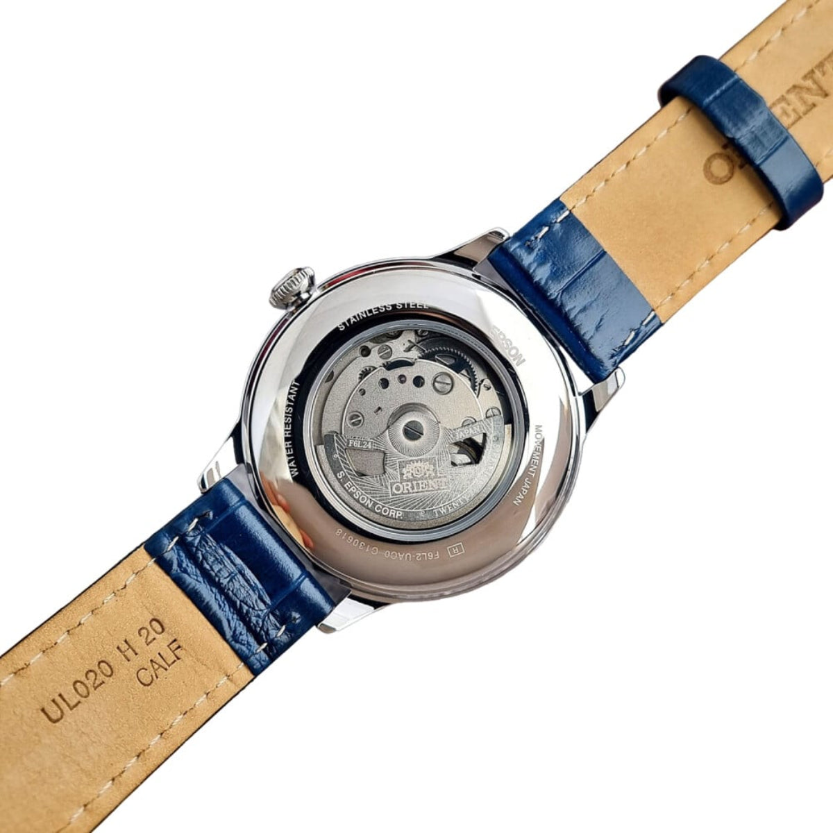 Orient Sun & Moon 41.5mm Blue Dial Leather Mens Automatic Watch RA-AS0103A30B