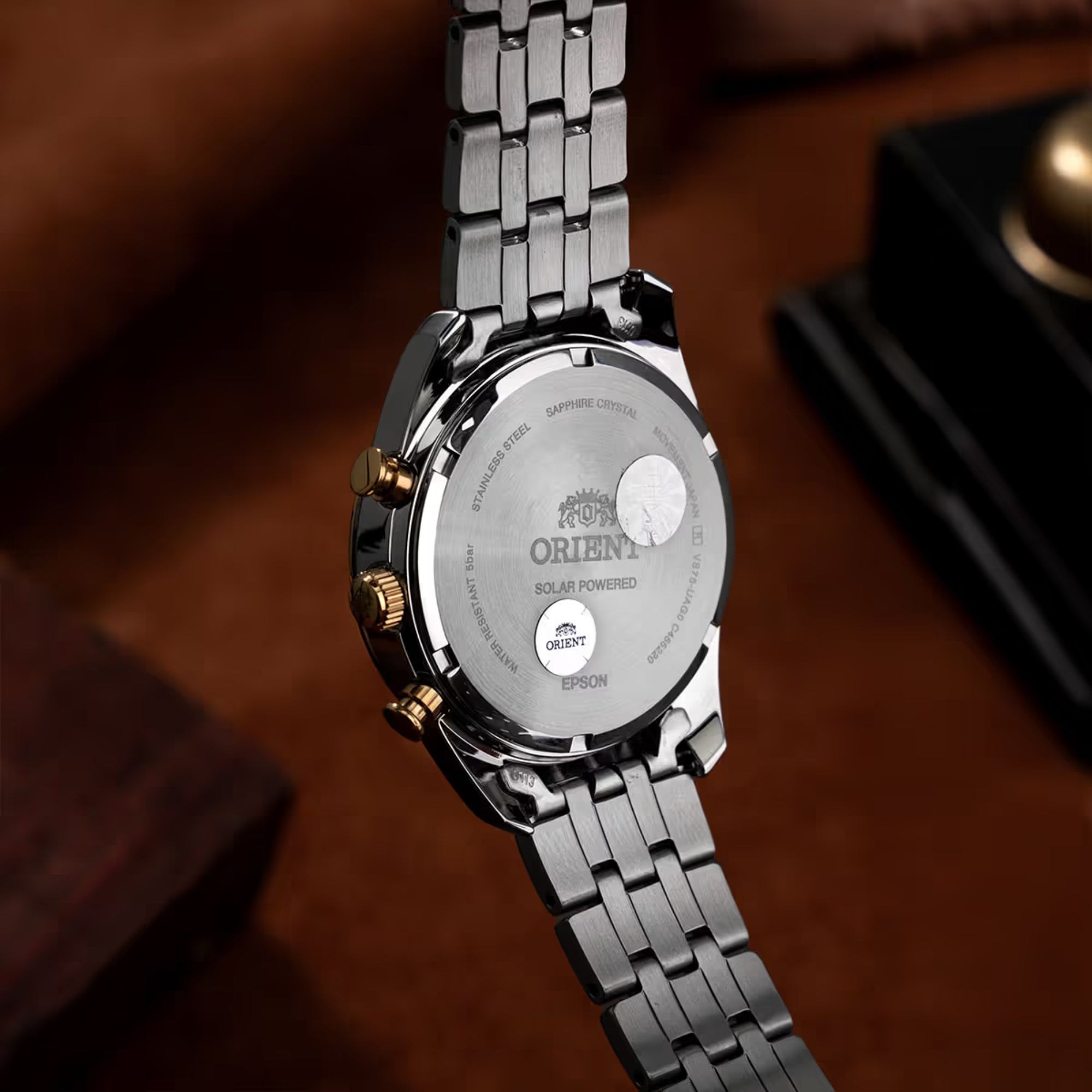 Orient Contemporary Stretto Date Solar Chronograph White Dial Steel Strap Unisex Watch RA-TX0302S10B