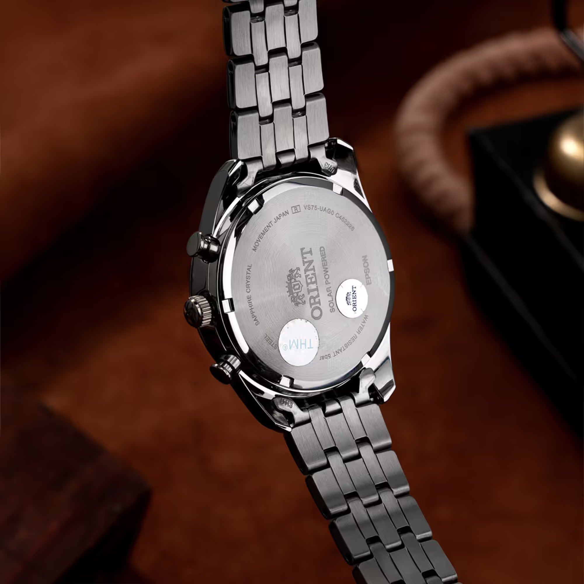 Orient Contemporary Stretto Date Solar Chronograph Blue Dial Steel Strap Men’s Watch RA-TX0304L10B