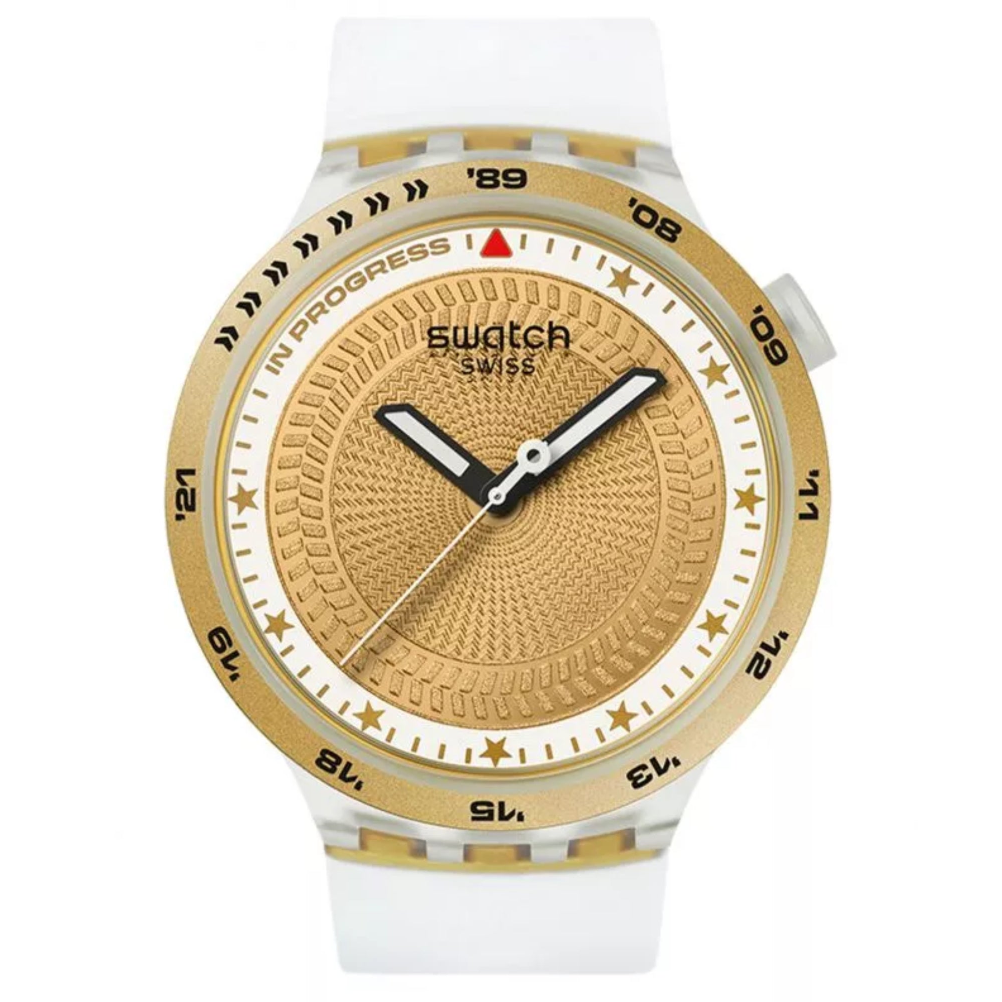 Swatch G-TURN Gold Dial Silicone Strap Men's Watch SB05K105