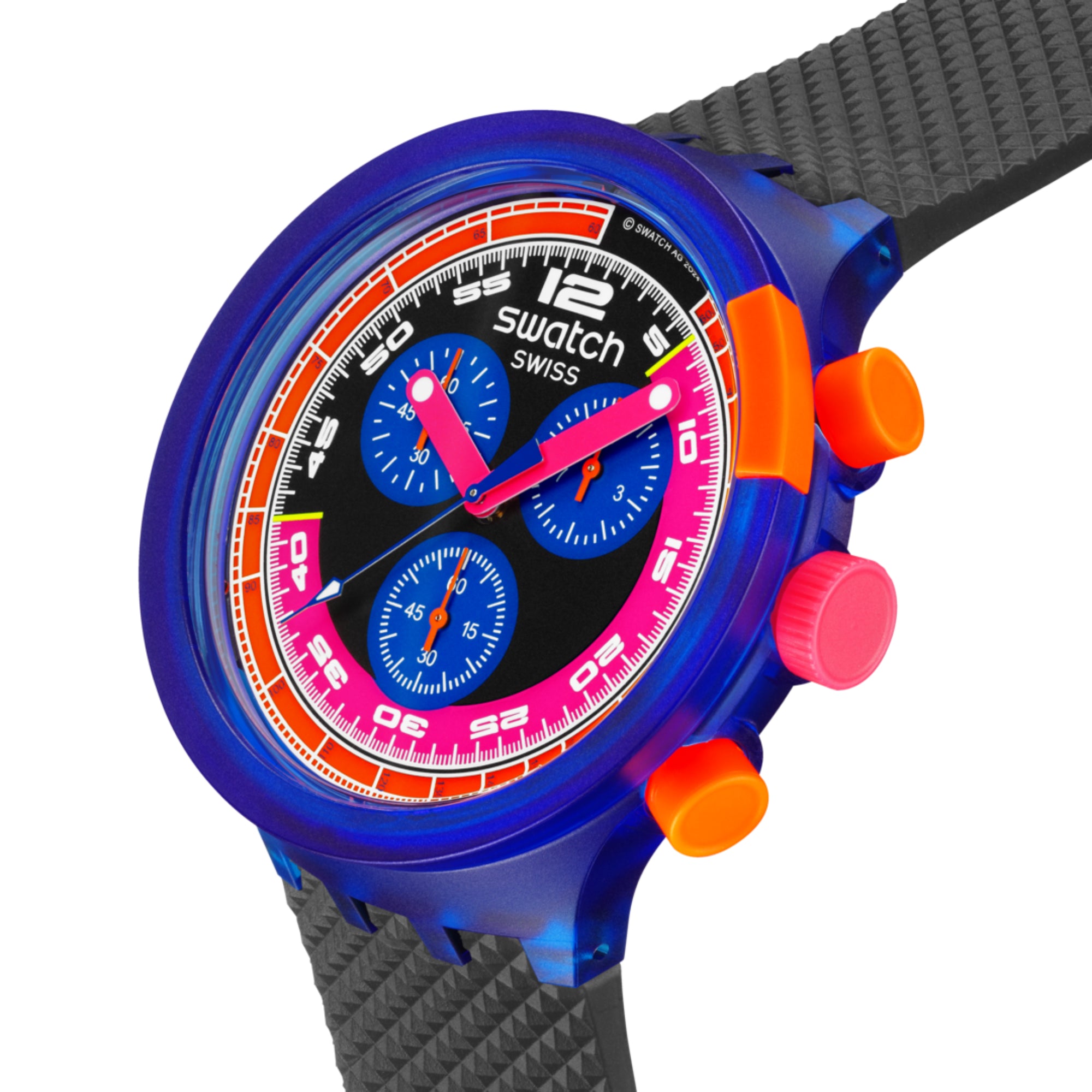 Swatch Quartz Neon Party To The Max Big Bold Chrono Black Dial Men's Watch SB06N102