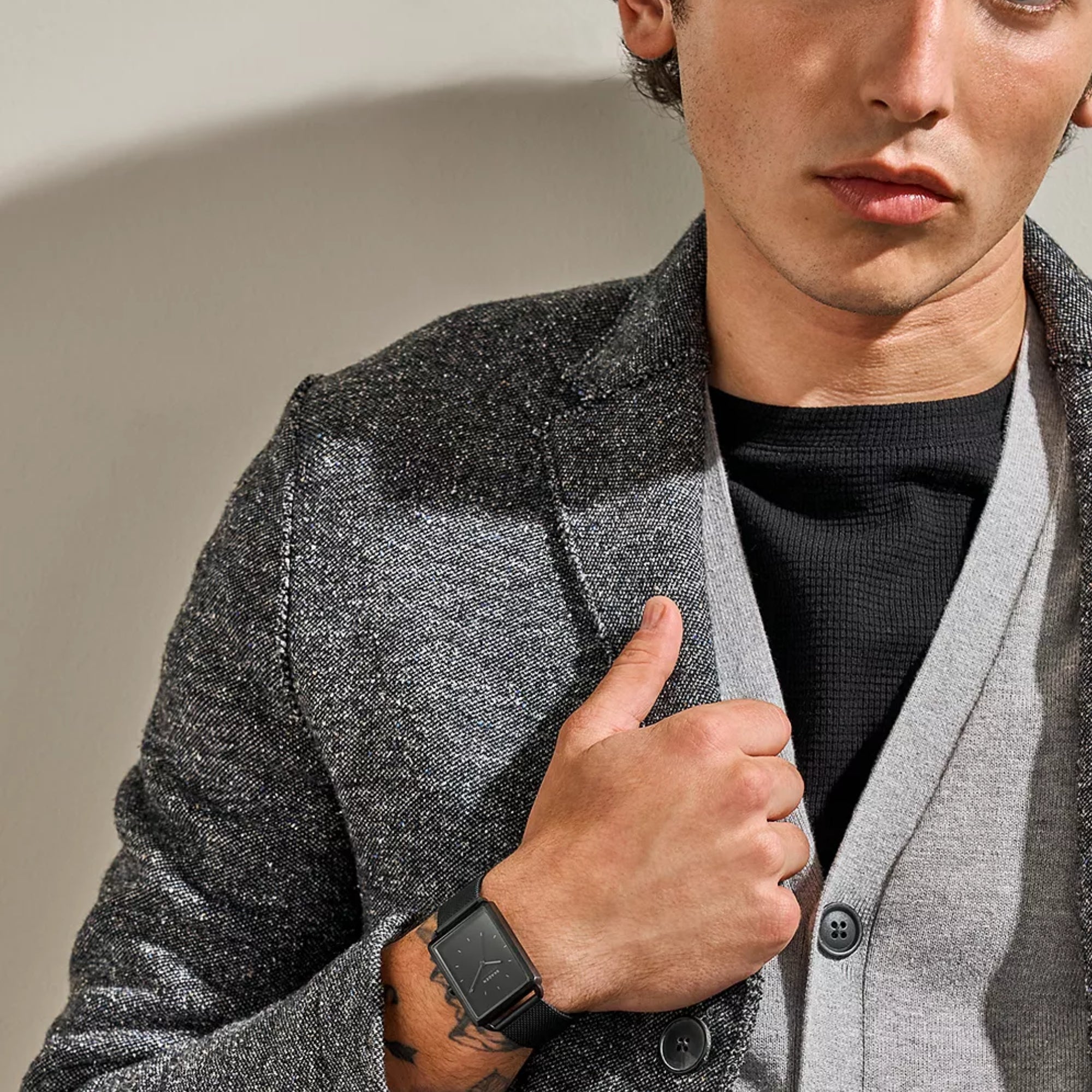 Orologio da uomo Skagen Hagen con cinturino in maglia d'acciaio inox nero e quadrante nero SKW6928