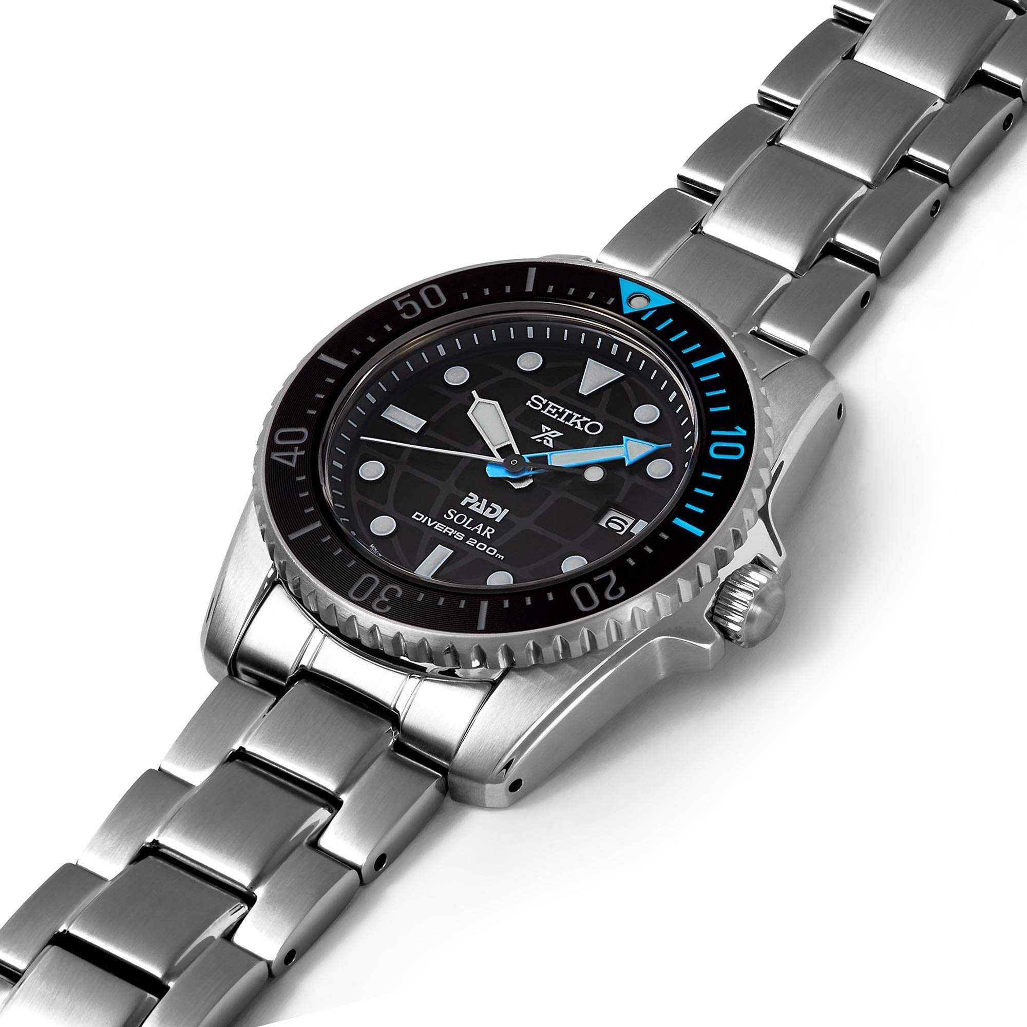 Seiko Prospex PADI Solar Blue Dial Stainless Steel Bracelet Men's Watch SNE575P1