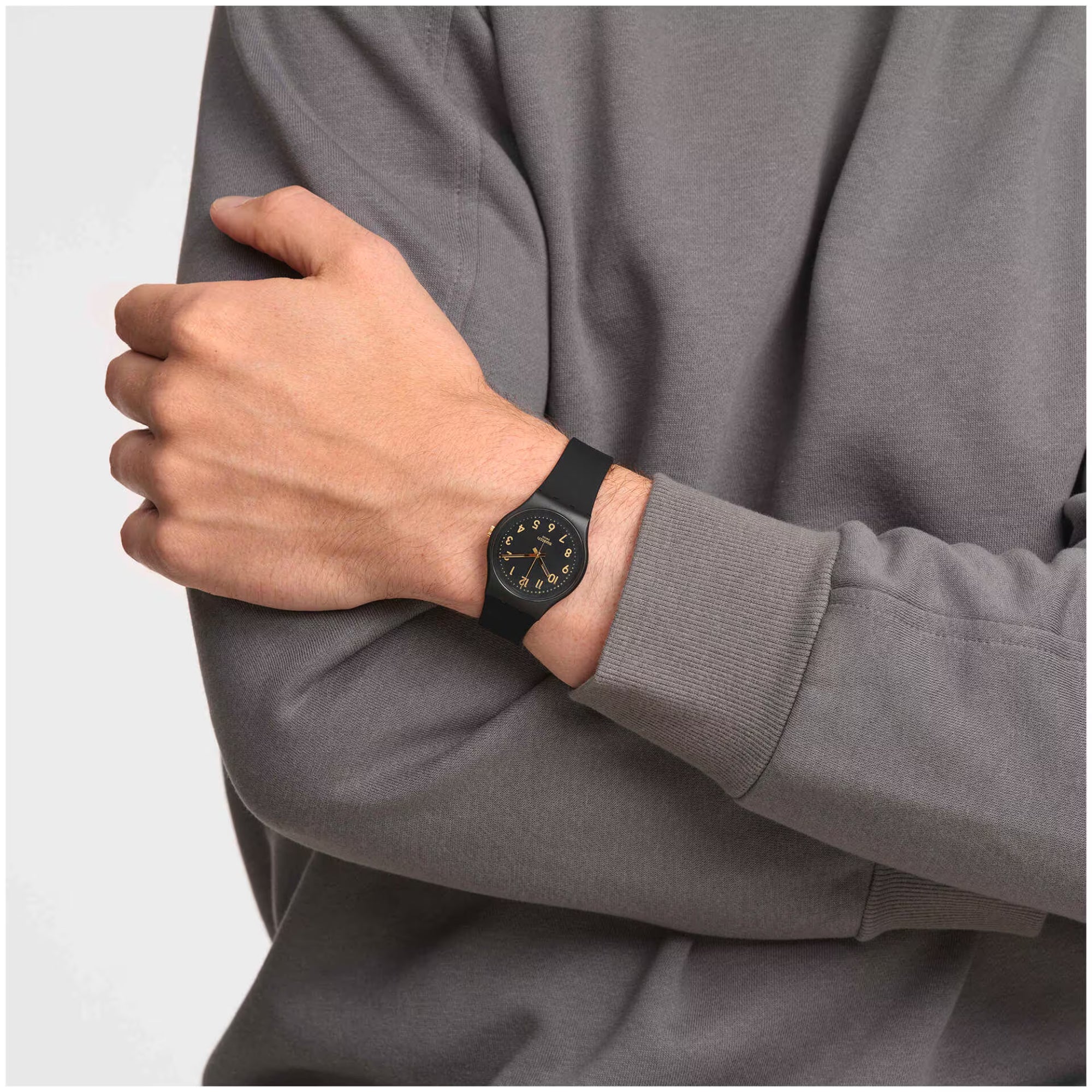 Swatch Golden Tac Black Bio-sourced material Case Black Dial Unisex Watch SO28B113