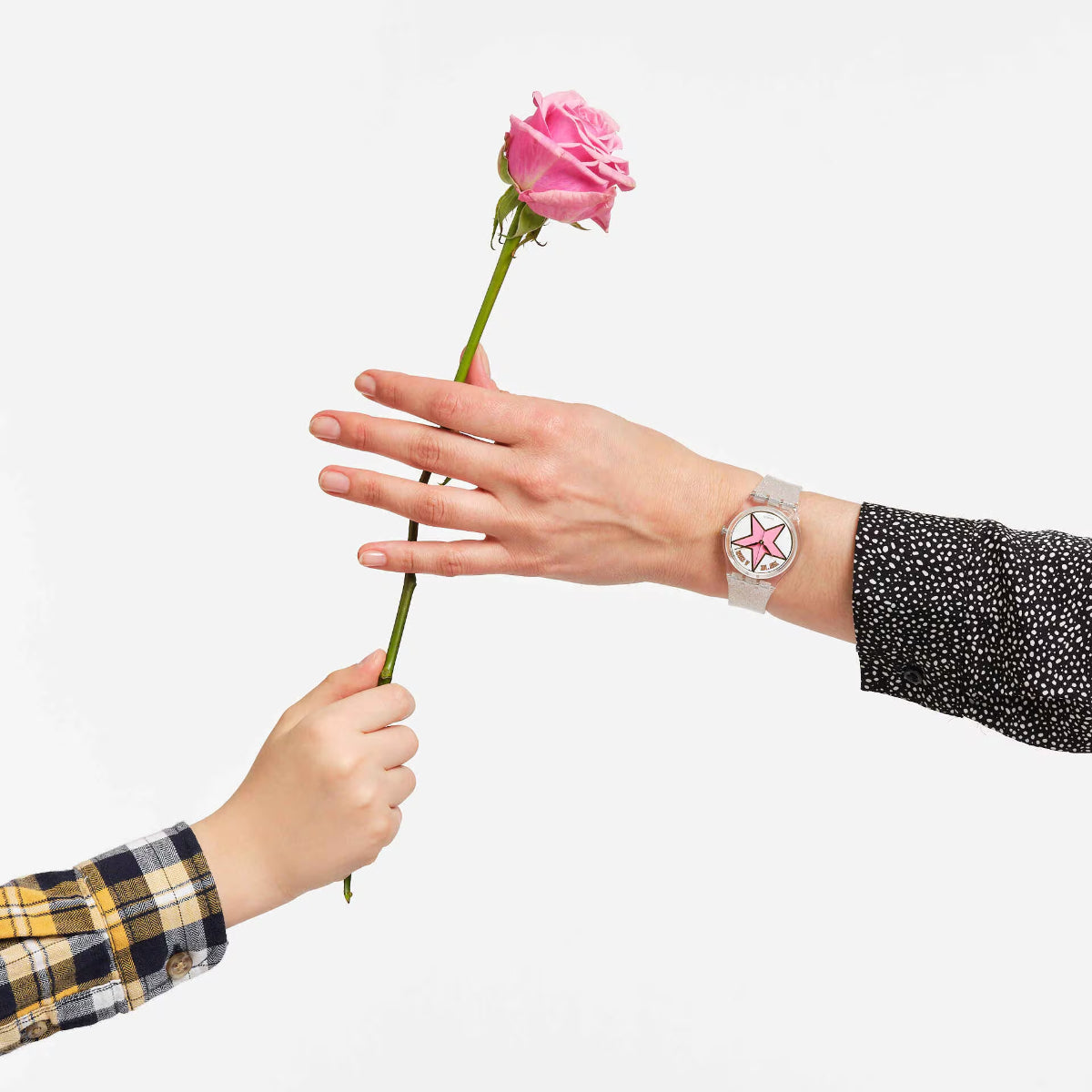 Swatch Star Mom Quartz Pink Dial Silicone Strap Ladies Watch SO28Z108