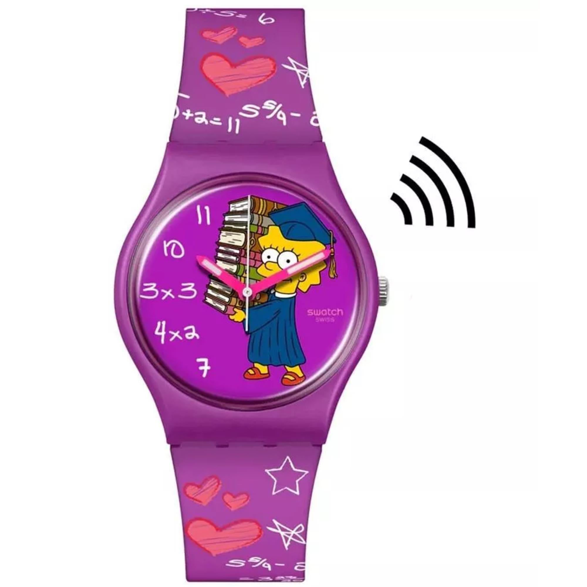 Swatch CLASS ACT PAY! Purple Dial Silicone Strap Unisex Watch SO28Z119-5300