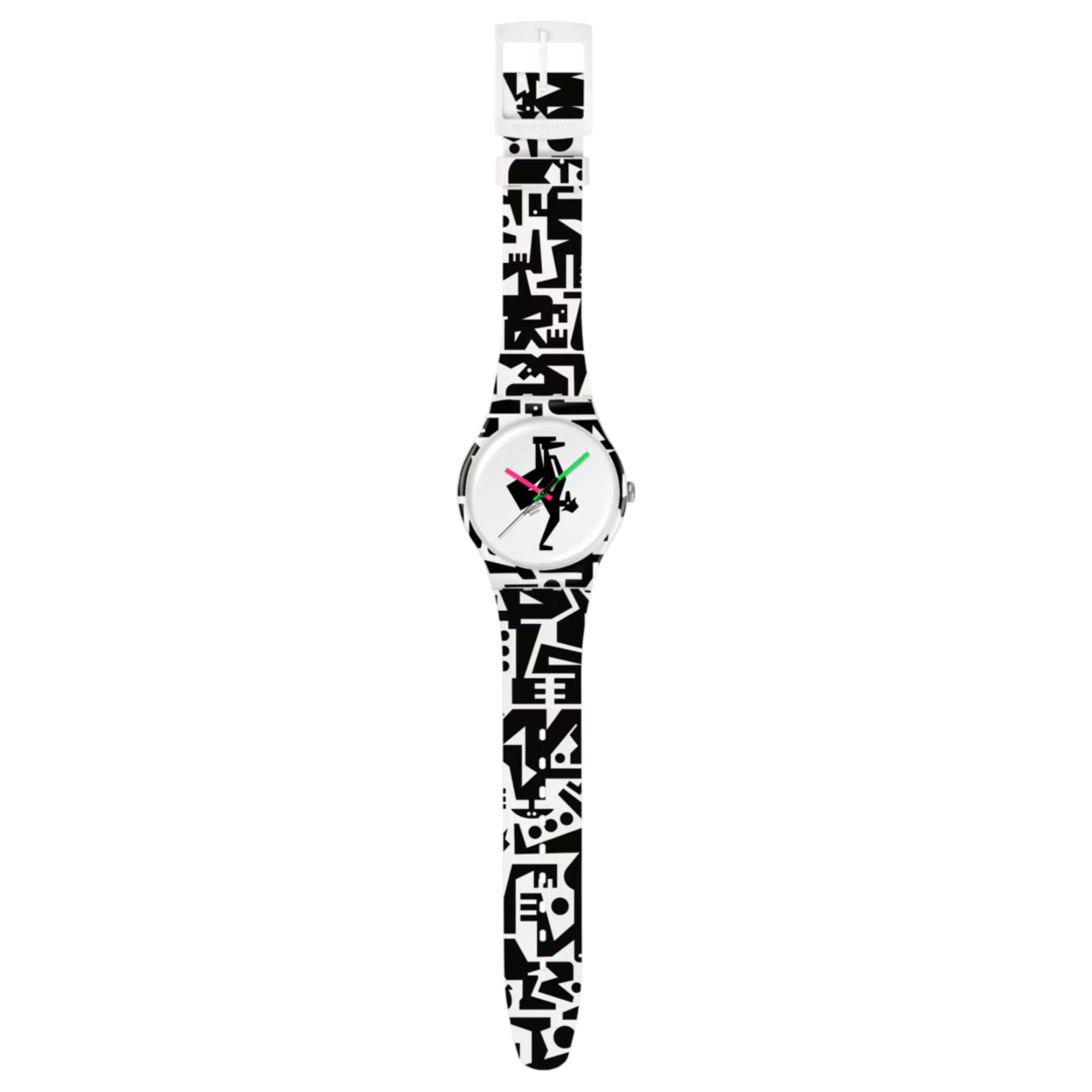 Swatch Quartz Break Free FROM THE ARCHIVE Illustrated Dial Transparent Silicone Strap Unisex Watch SO29Z147 SO29Z147