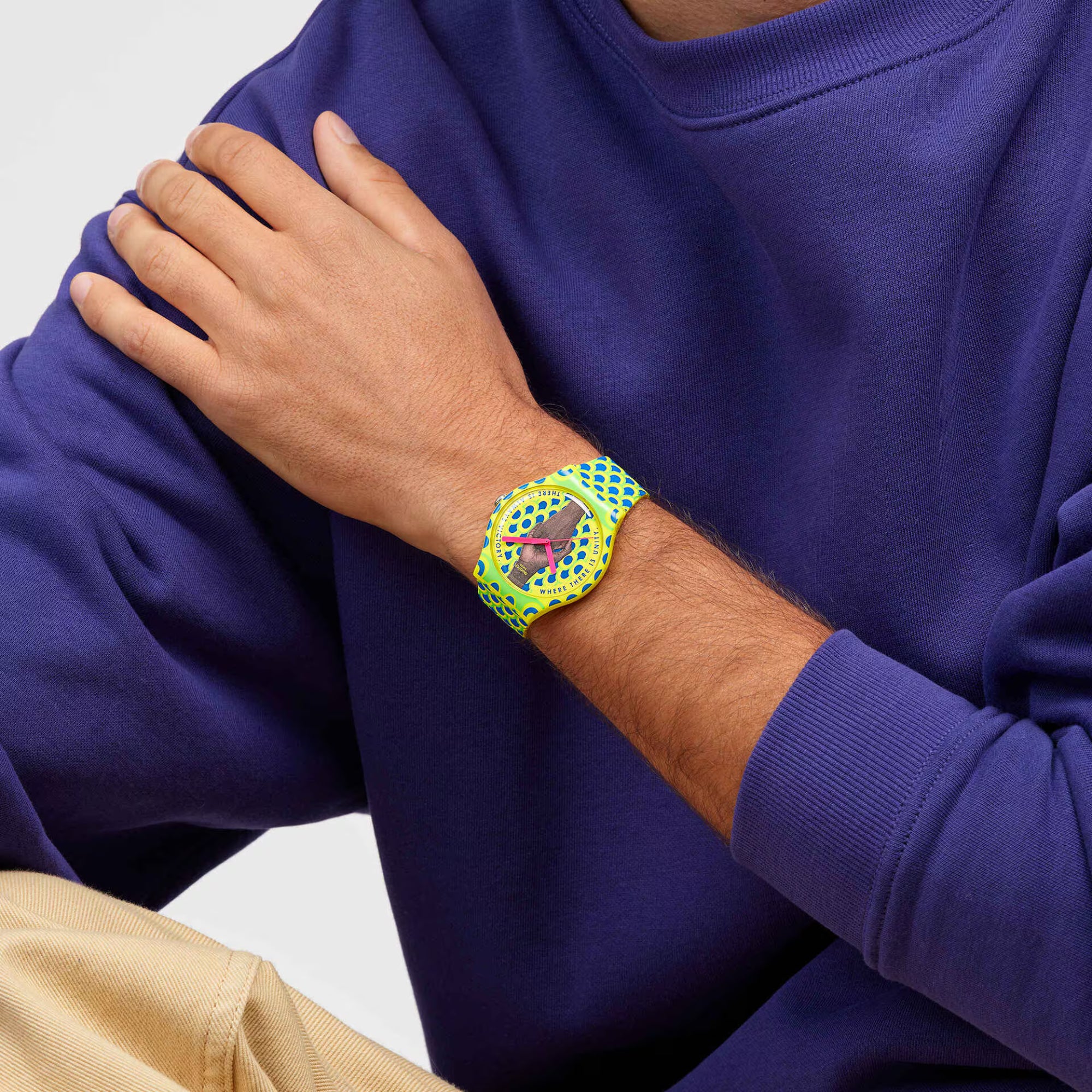 Swatch Unity Always Quartz Yellow Dial Silicone Strap Unisex Watch SO29Z148