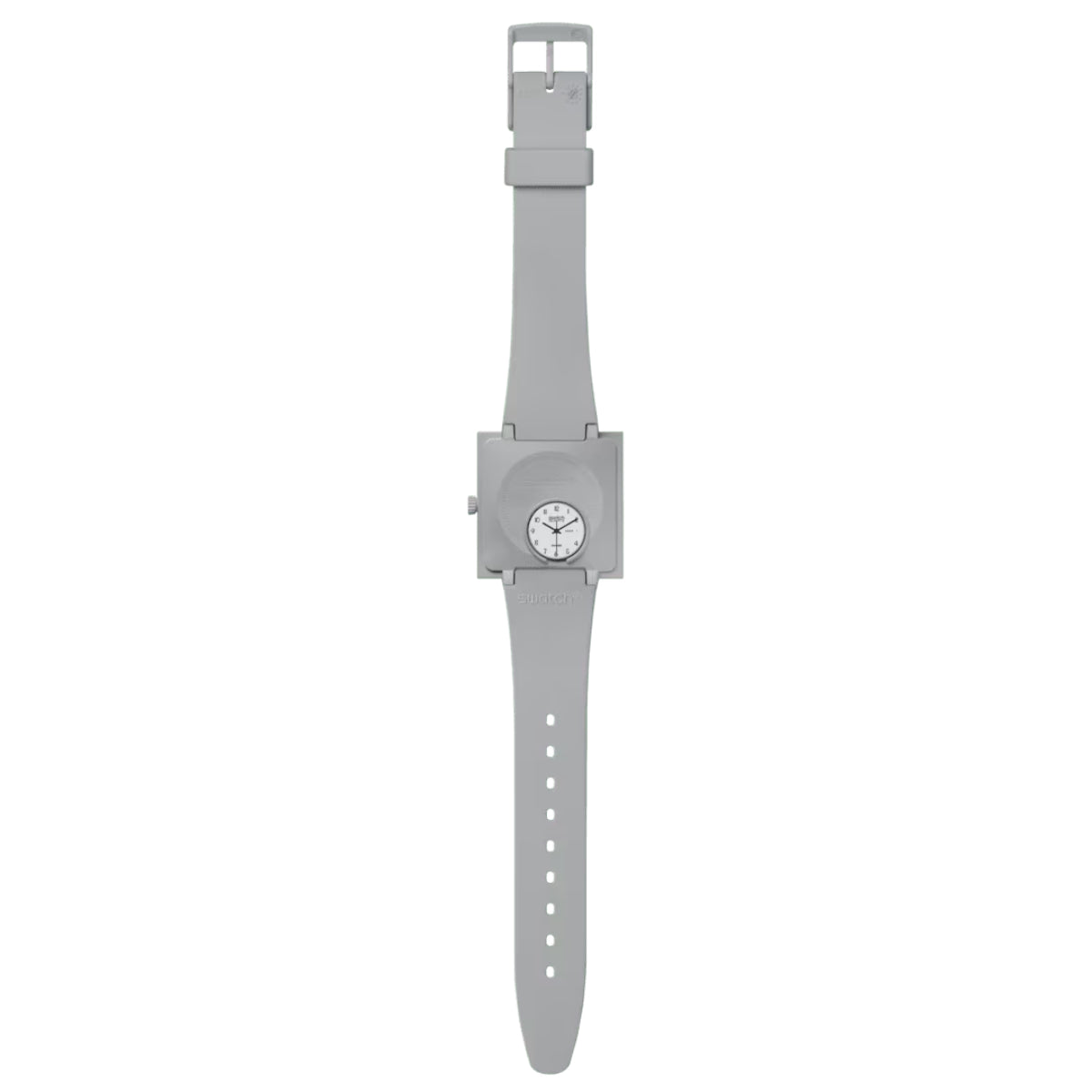 Swatch WHAT IF...GRAY? Square Bioceramic White Dial Bio-sourced Strap Watch SO34M700
