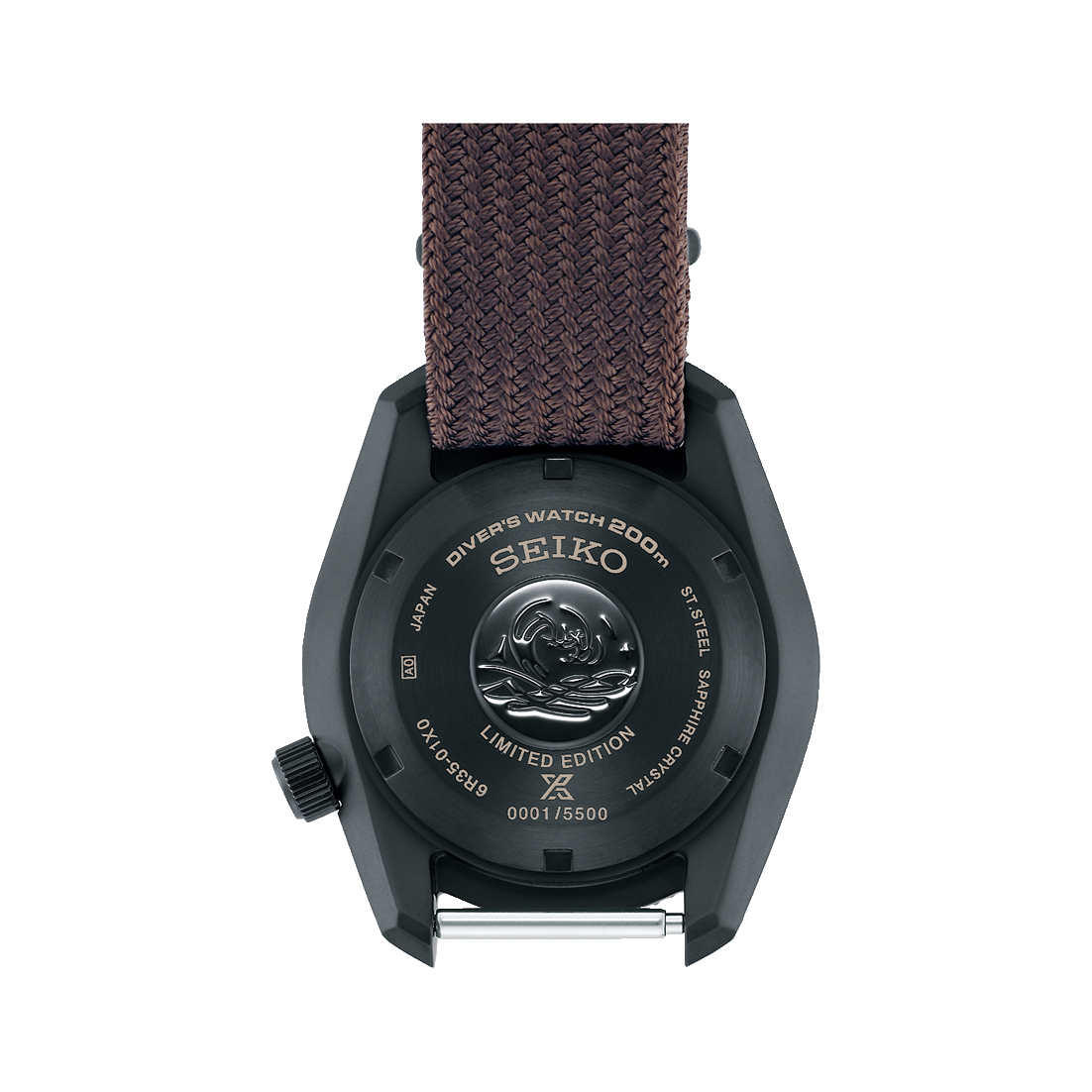Seiko Prospex Black Series Heritage Collection 1968 Recreation Automatic Black Dial Brown Textile Strap Men's Watch SPB255J1