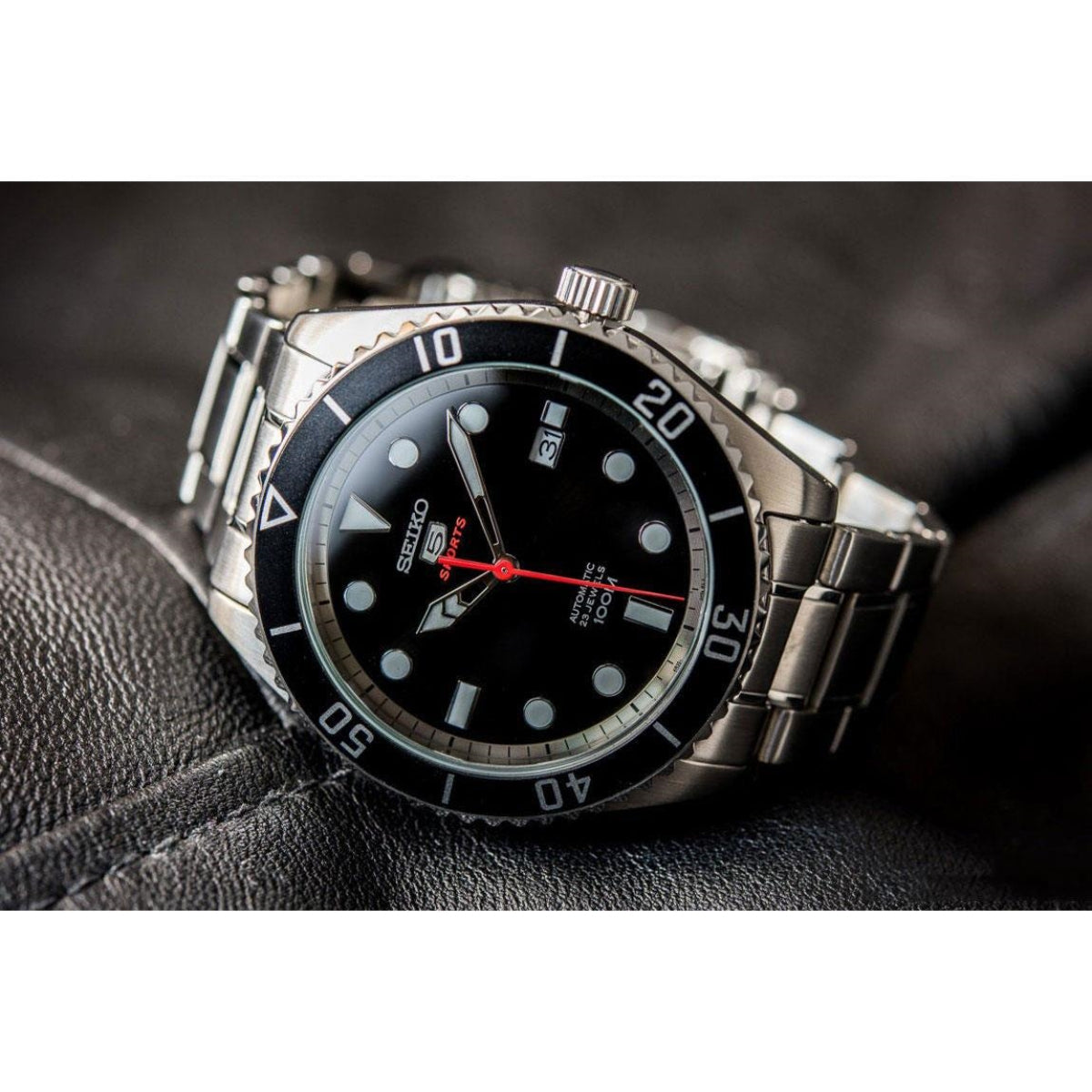 Seiko 5 Sports Automatic Black Dial Silver Stainless Steel Men's Watch SRPB91K1