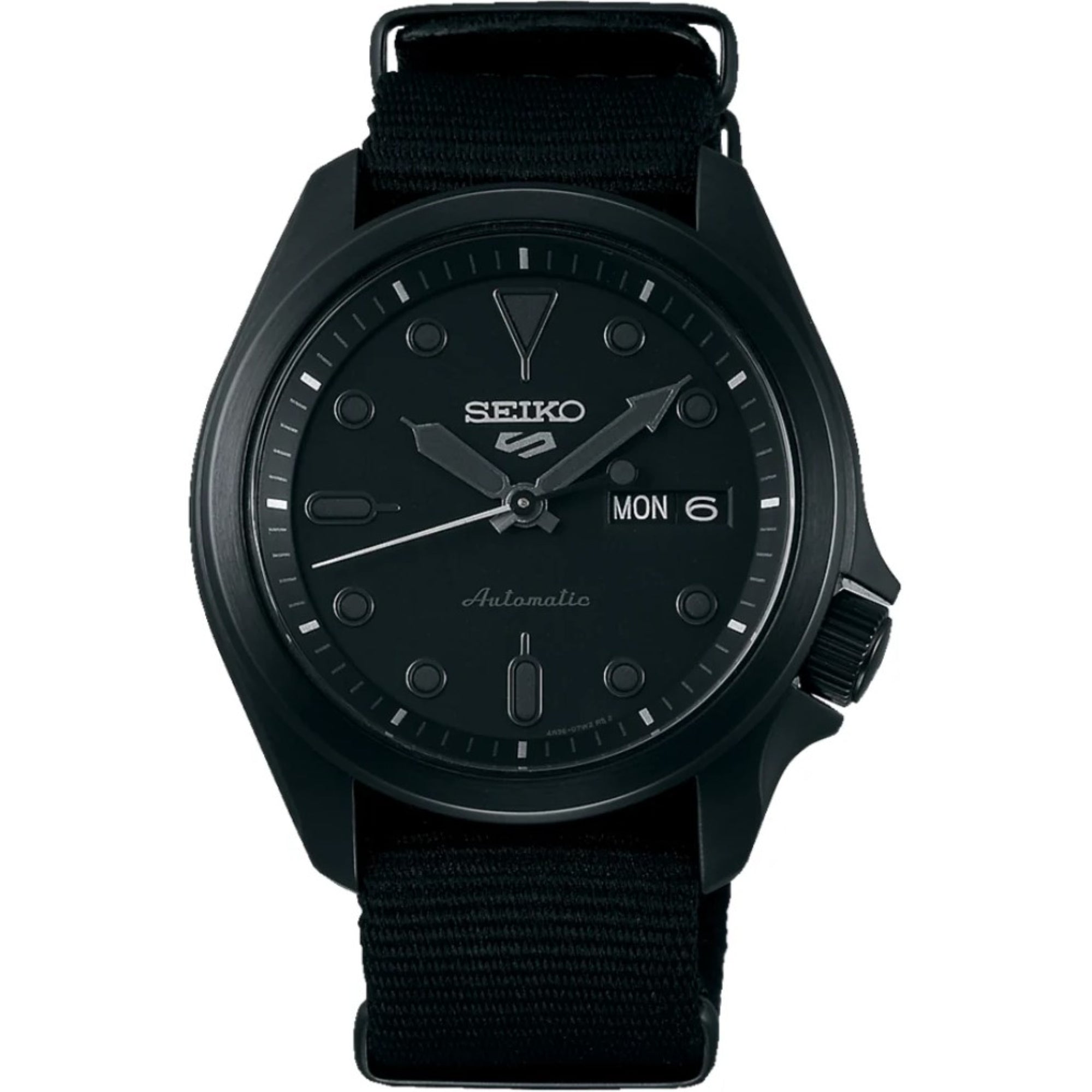 Seiko 5 Sports Solid Boy Automatic Midnight Black Dial Nylon Strap Men's Watch SRPE69K1