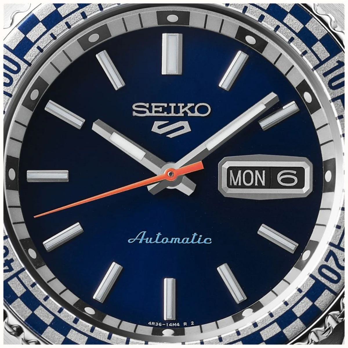 Seiko 5 Sports Checker Flag Automatic Blue Dial Stainless Steel Bracelet Men's Watch SRPK65K1