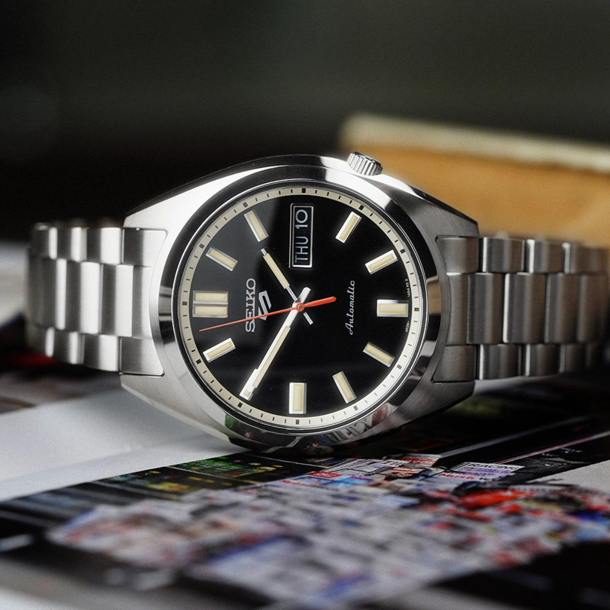 Seiko 5 Sports SNXS Classic ‘Deep Black’ Black Dial Steel Bracelet Men's Watch SRPK89K1