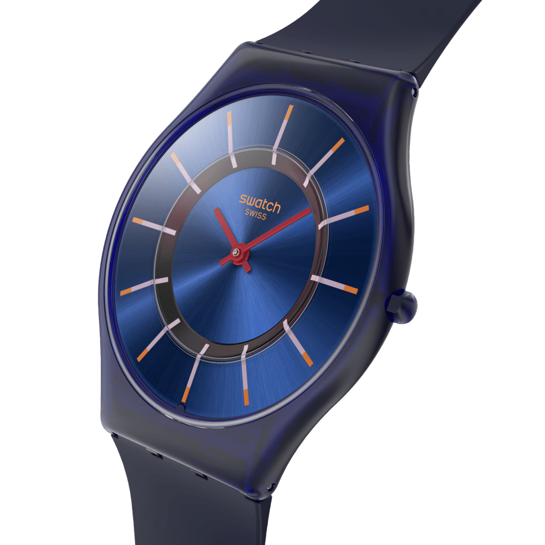 Swatch Very Jazzy Berry Blue Dial Silicone Strap Unisex Watch SS08N117