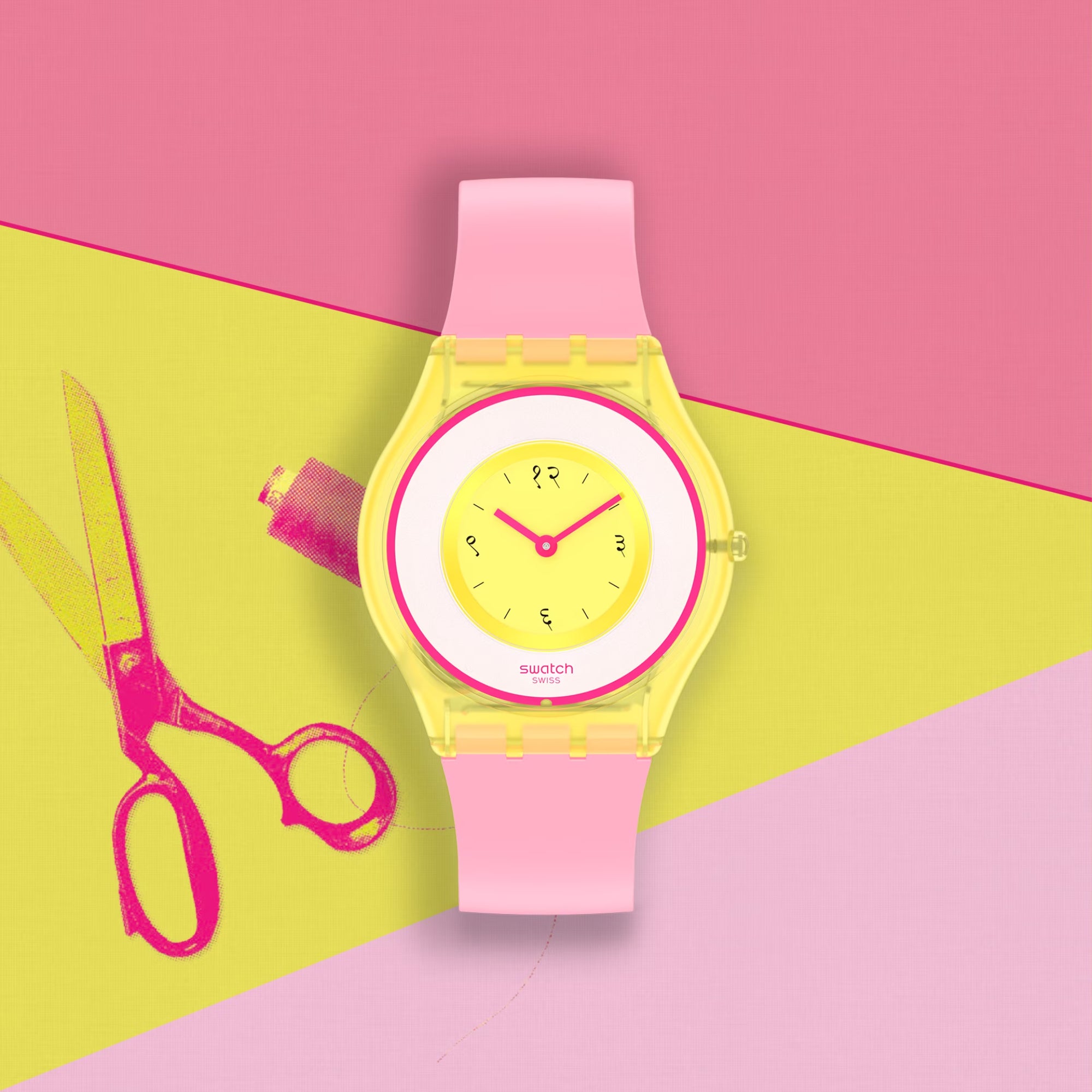 Swatch Supriya Lele India Rose 01 Quartz Multi Tonal Dial Pink Silicone Strap Ladies Watch SS08Z101