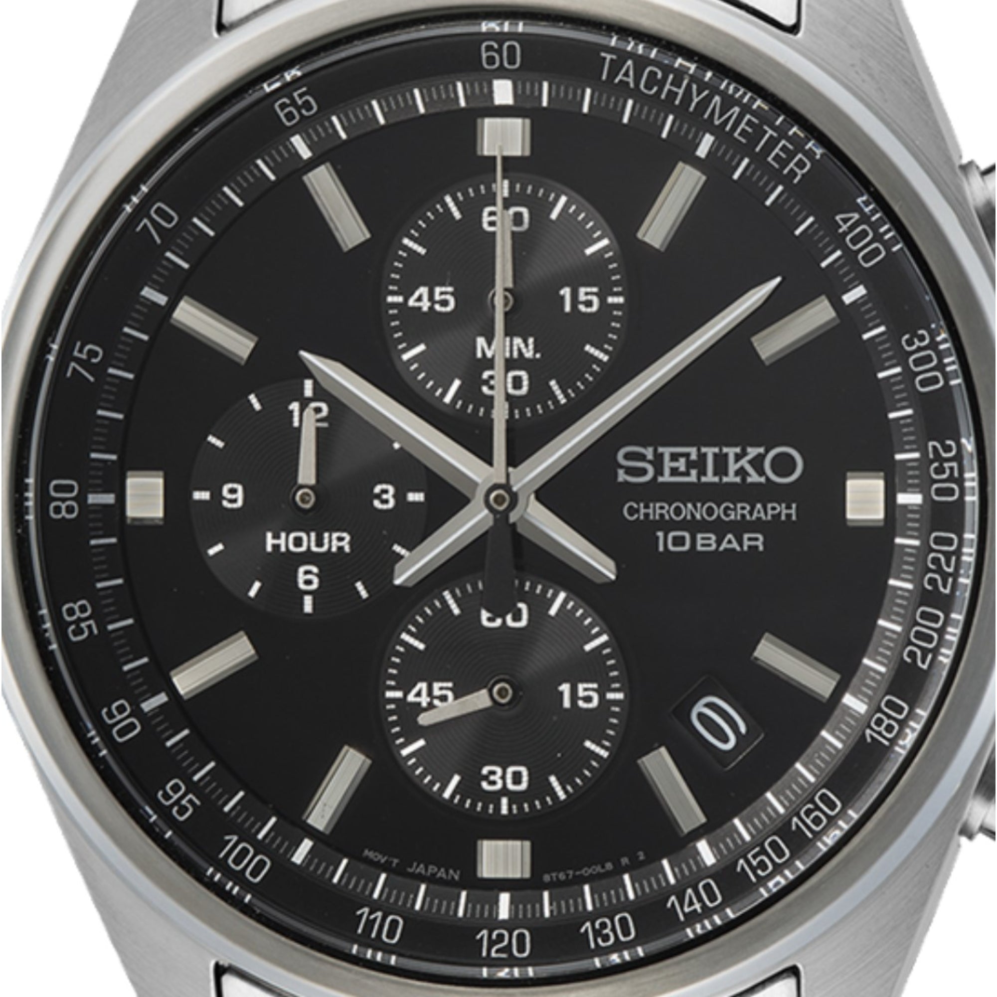 Seiko Conceptual Quartz Chronograph Black Dial Steel Strap Men's Watch SSB379P1