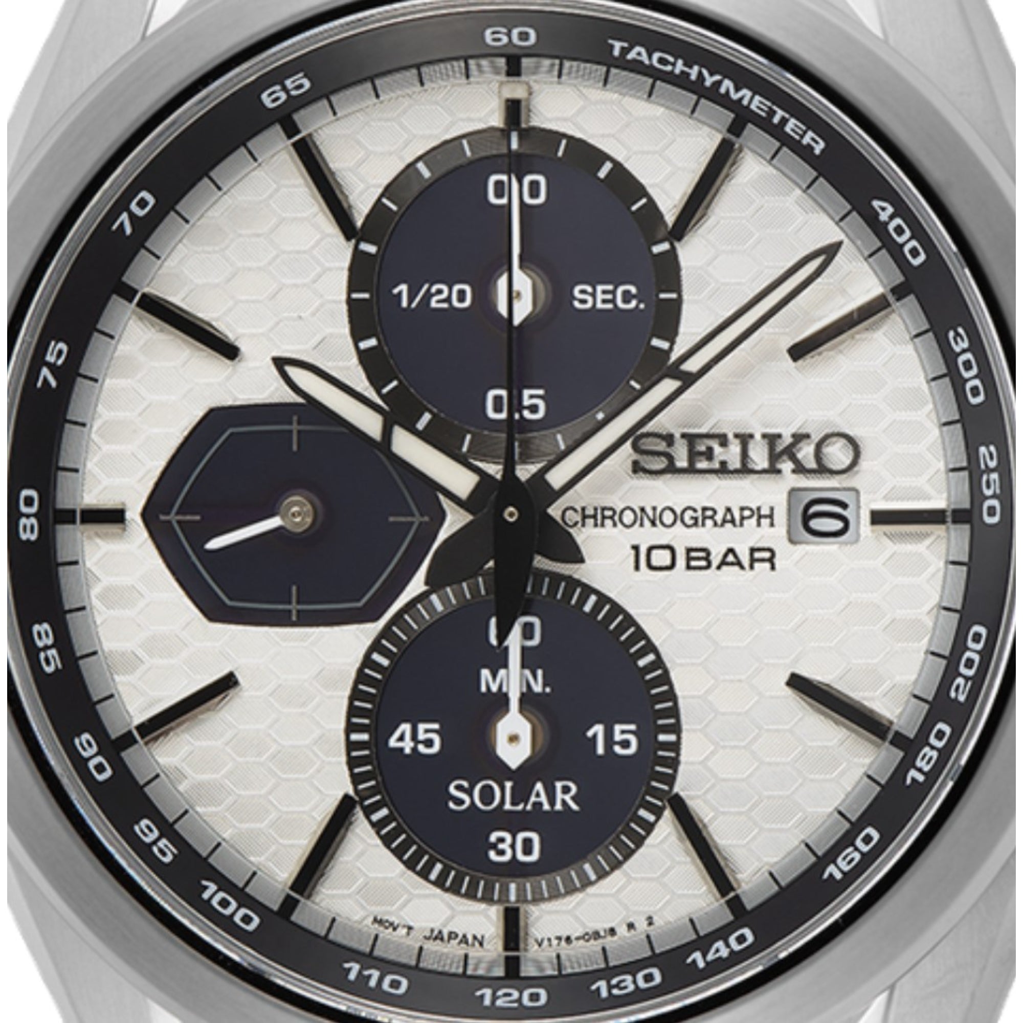 Seiko Conceptual Solar Quartz White/Silver Chronograph Dial Steel Bracelet Men’s Watch SSC769P1