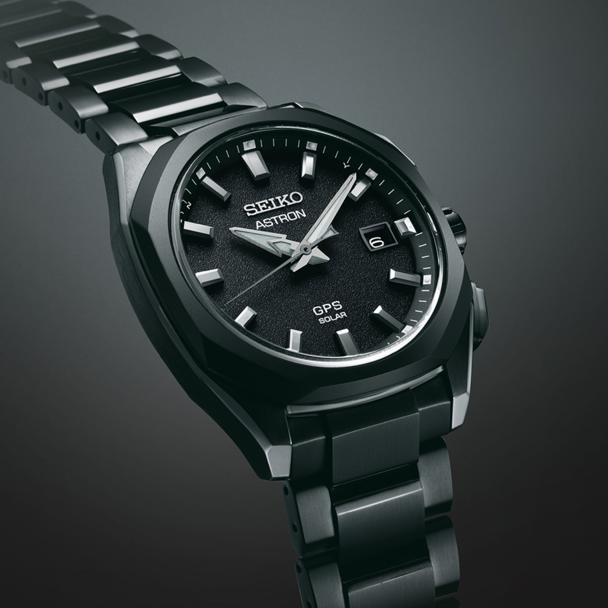 Seiko Astron GPS Solar Quartz Black Dial Black PVD Titanium Bracelet Men's Watch SSJ009J1