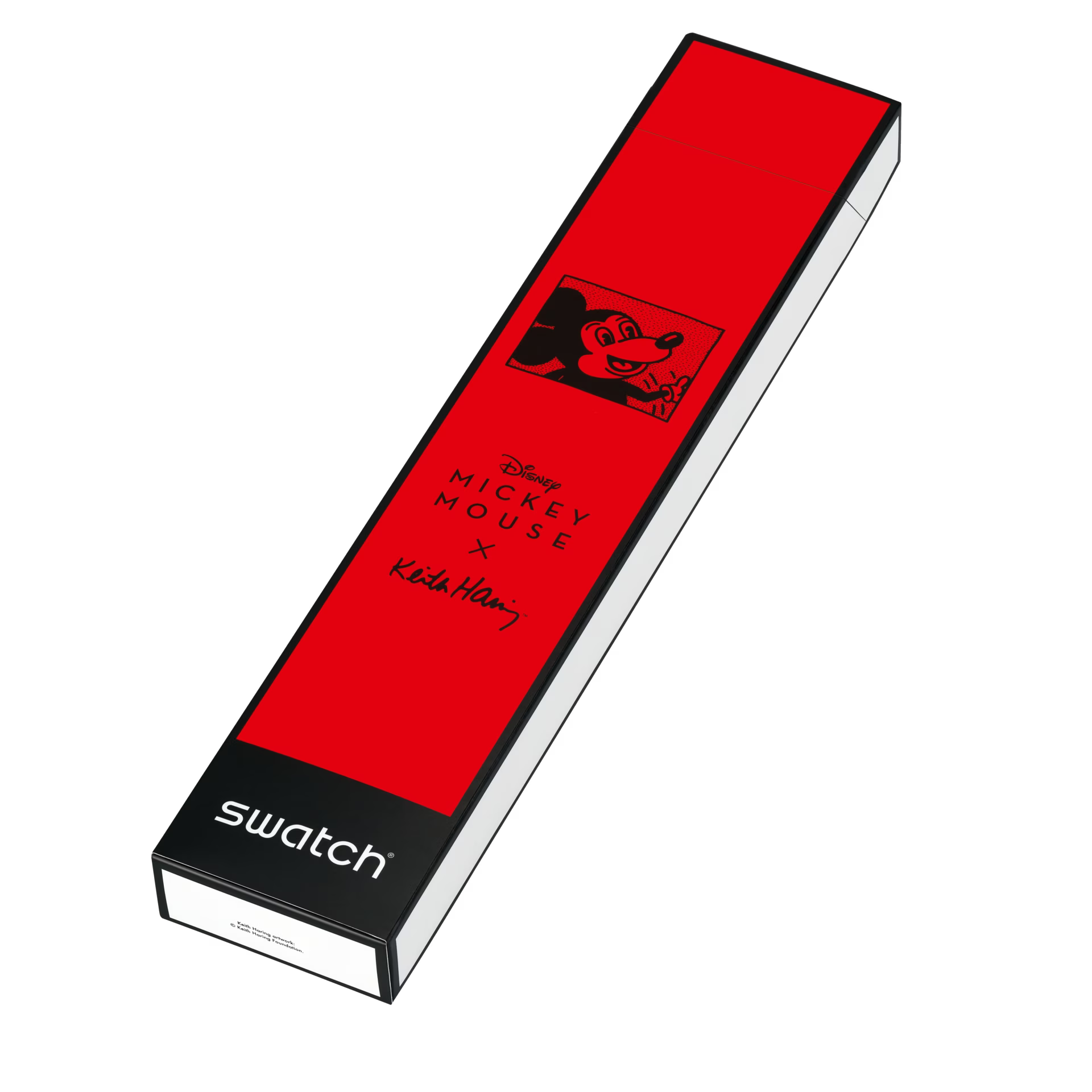 Swatch Keith Haring X Disney Mickey Blanc Sur Noir Black Dial Silicone Strap Unisex Watch SUOZ337