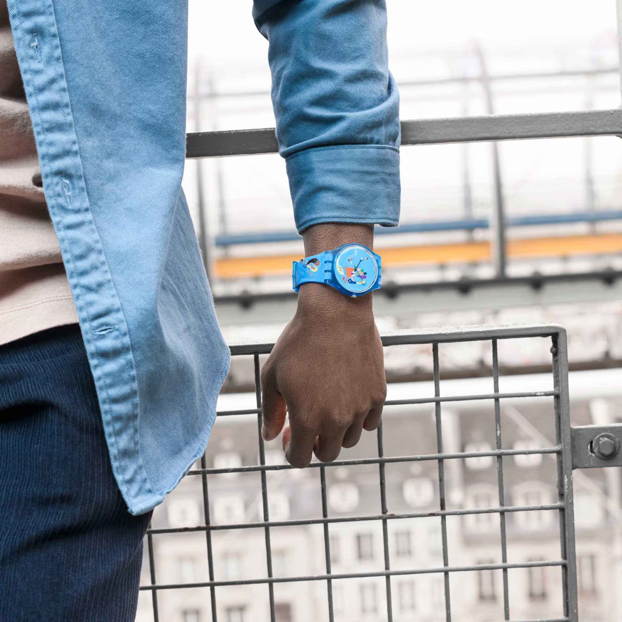 Swatch Original Blue Sky by Vassily Kandinsky Blue Dial Silicone Watch SUOZ342